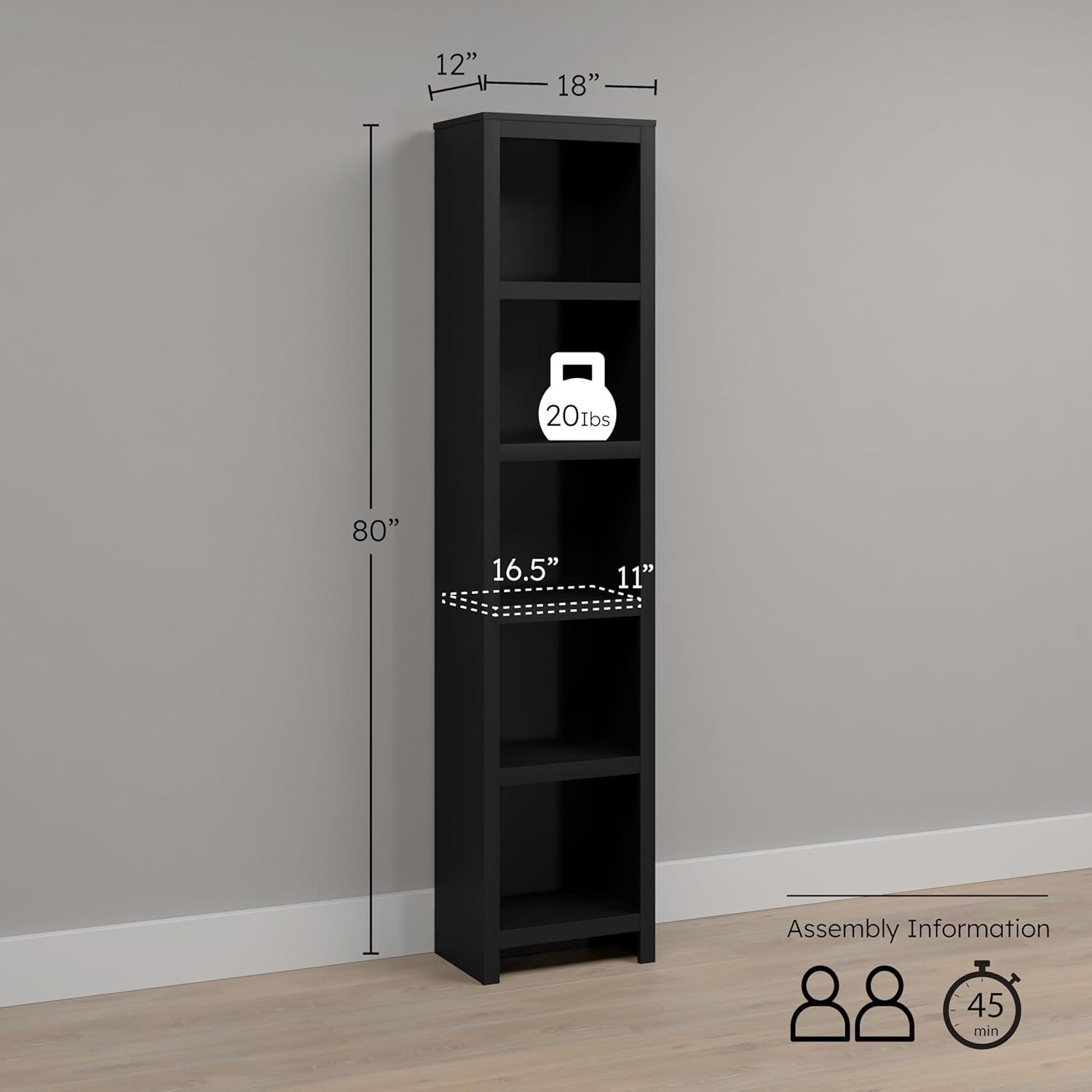 Prepac Tall 6-Shelf Bookcase, Drifted Gray
