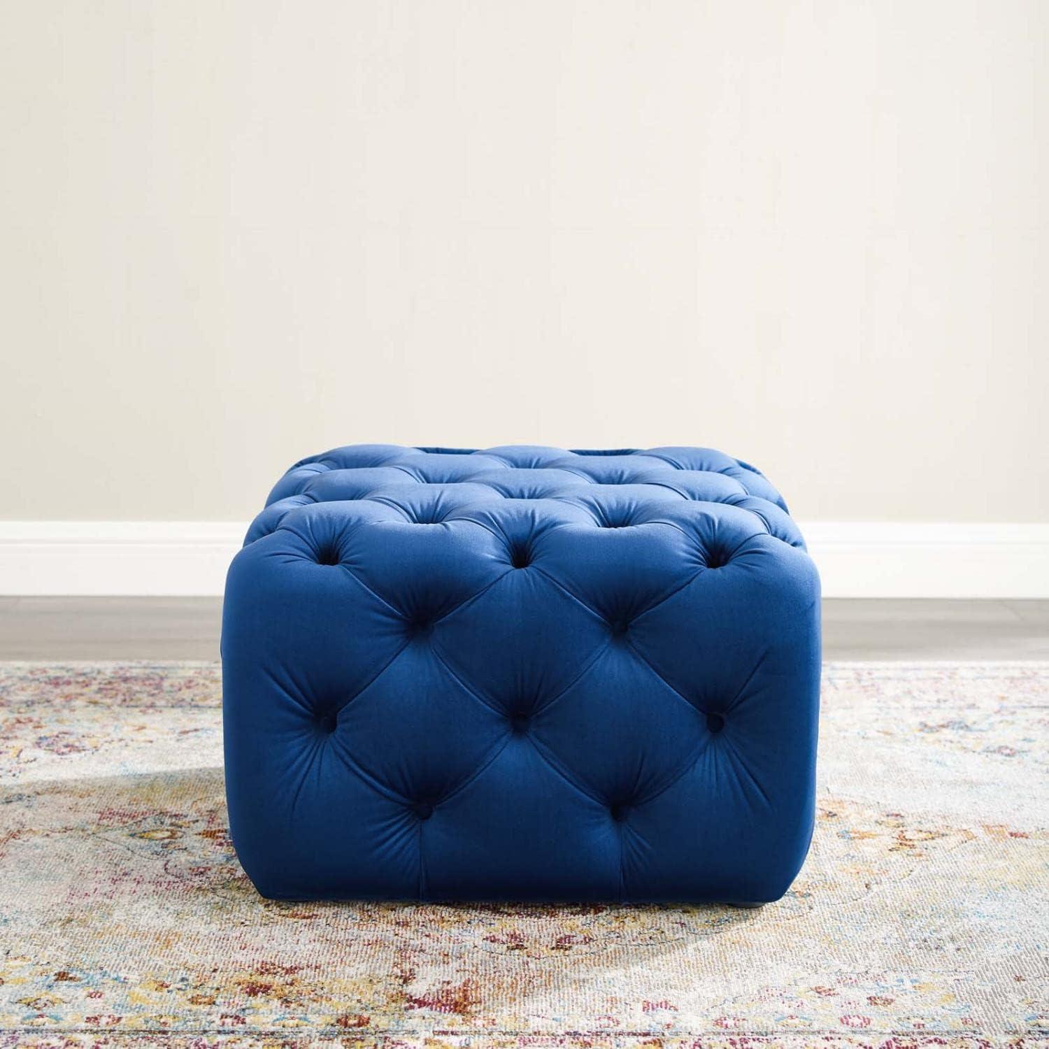 Amour Tufted Button Square Performance Velvet Ottoman - Modway