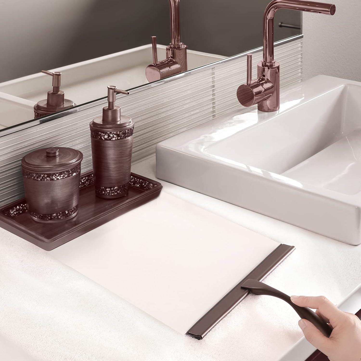 NETANY Shower Squeegee, 10-Inch Bronze Squeegee, All-Purpose Stainless Steel Squeegee for Bathroom, Shower Doors, Mirrors, Tiles and Car Windows - 100% Streak Free