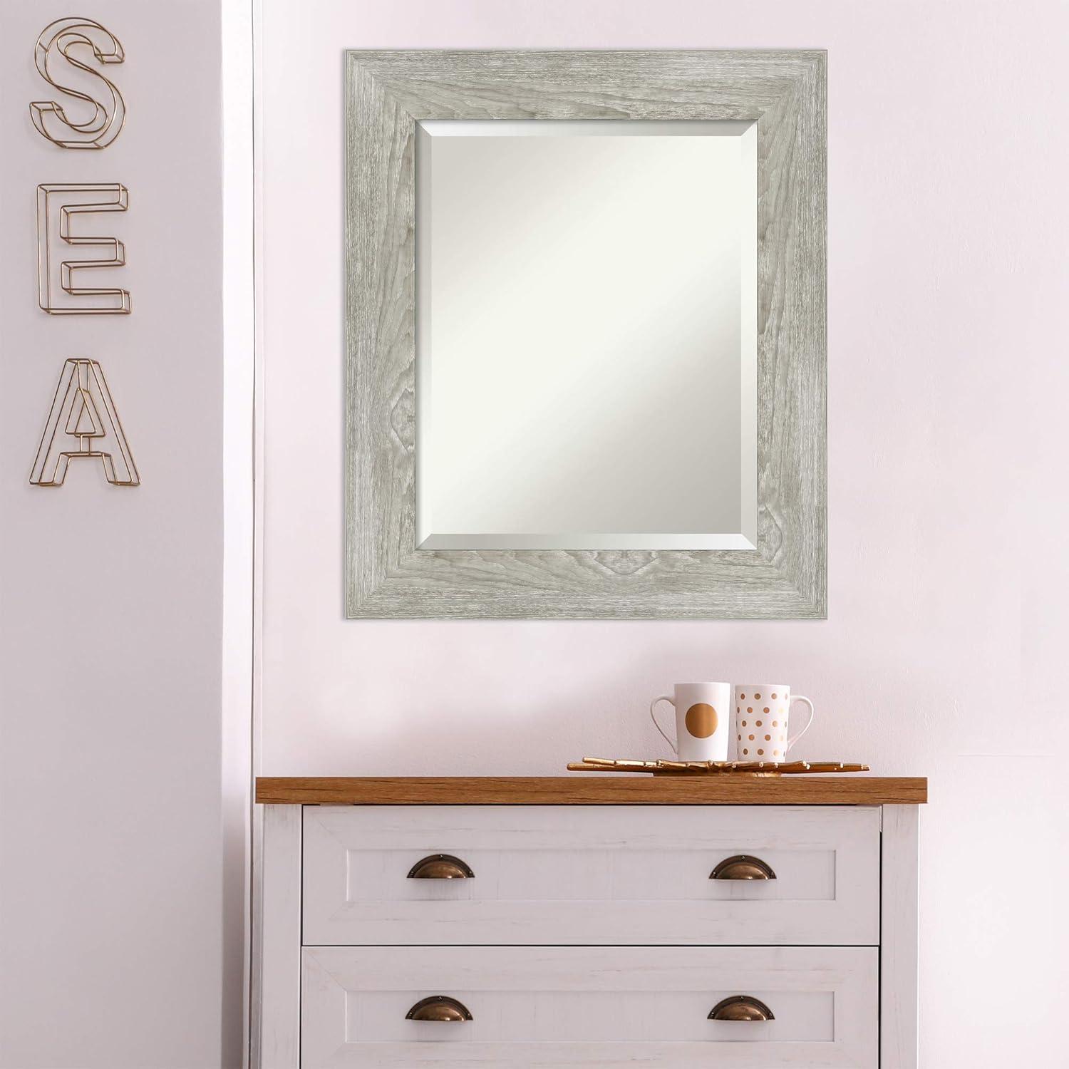 22" x 26" Dove Graywash Framed Bathroom Vanity Wall Mirror - Amanti Art: Modern, Beveled, Wood Frame