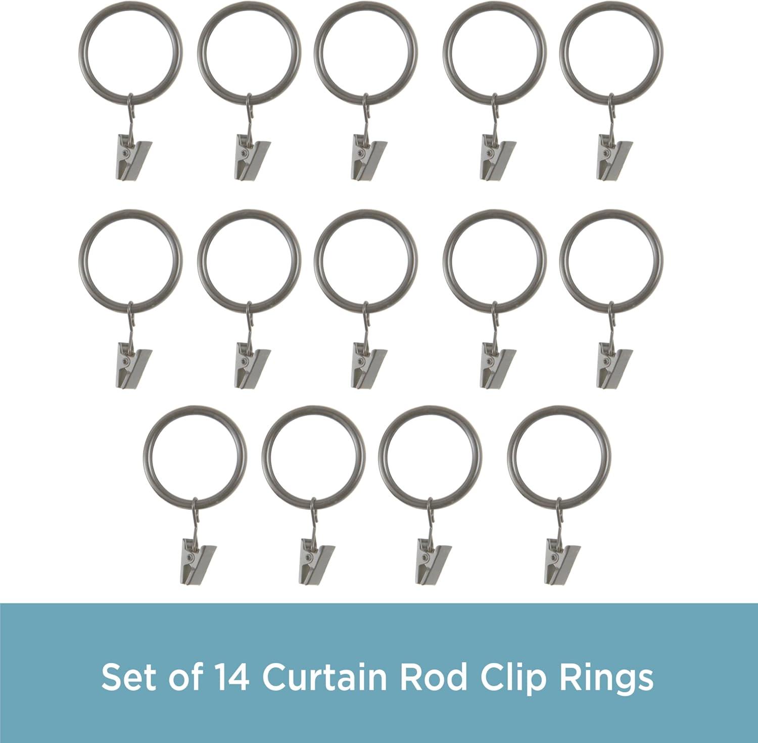 Kenney Clip Anillos para Barras de Cortina de 1" a 1-1/4" de Diámetro, Peltre Antiguo, Juego de 14