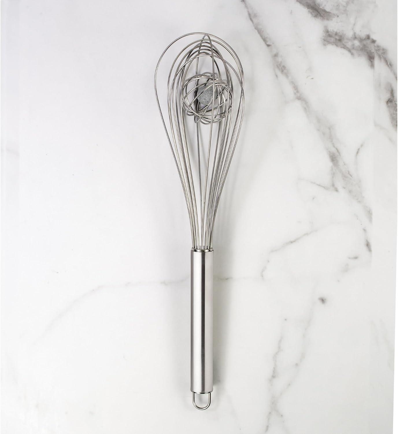 Baking Double Balloon with Aerator Ball Wire Whisk - 12-Inch Stainless Steel Mini Whisk for Mixing and Blending - Perfect Baking Tool and Cooking Utensil - Dishwasher Safe - HIC Harold Import Co.