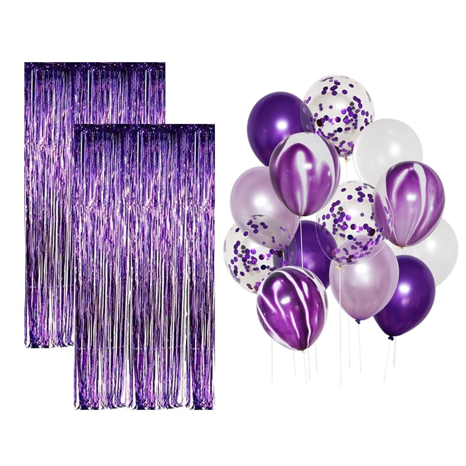 Purple Party Decorations Kit, Purple Foil Fringe C