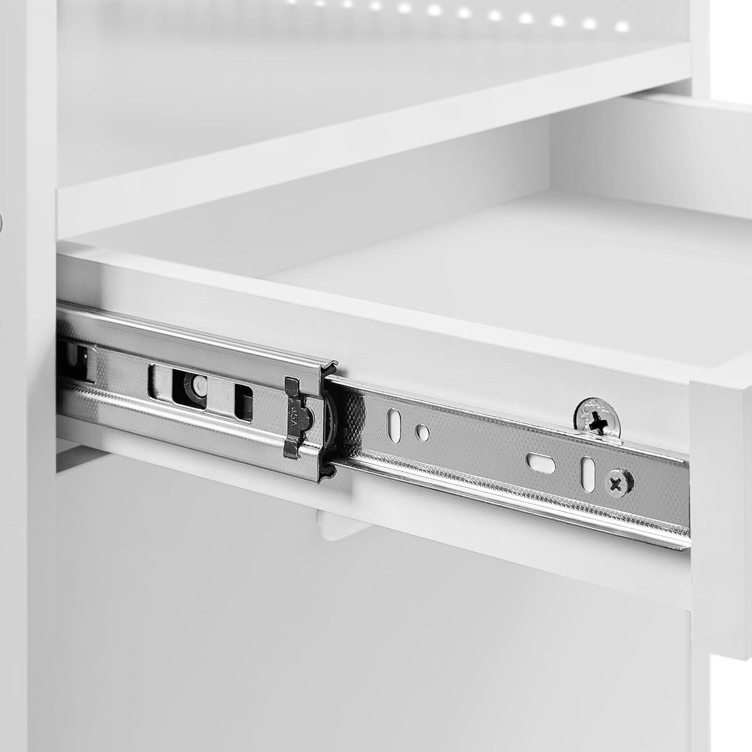 White Mobile Lockable 2-Drawer Filing Cabinet with Open Shelf