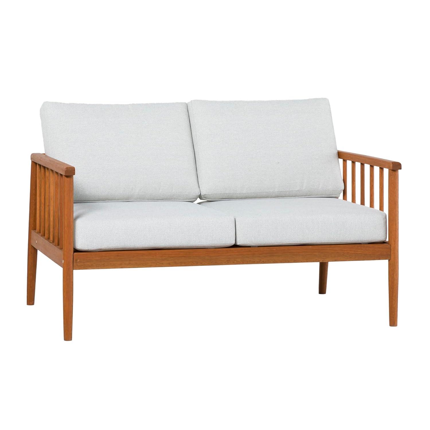 Walker Edison Modern 4-Piece Spindle-Style Eucalyptus Chat Set, Natural