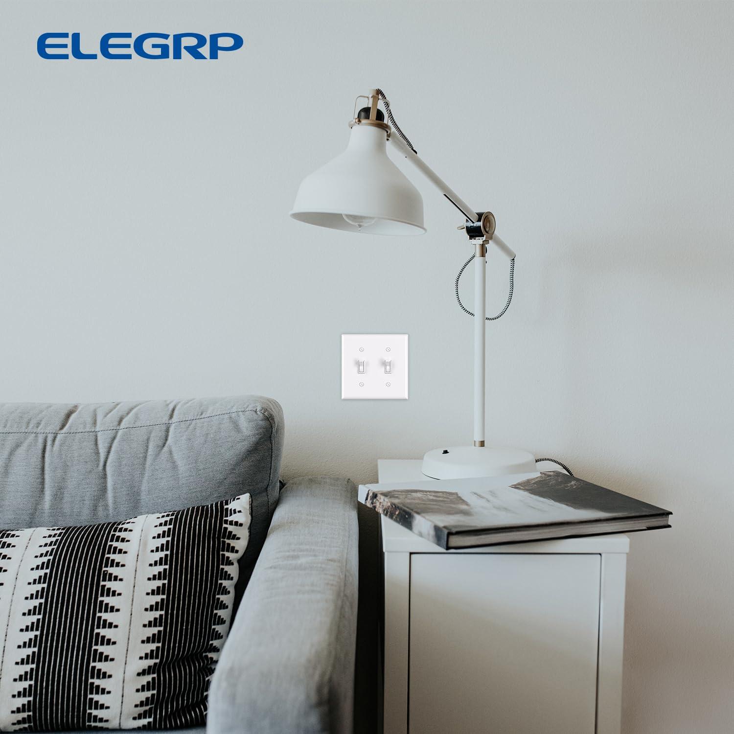 Leviton 2-Gang Plastic Toggle Switch Wall Plate, White