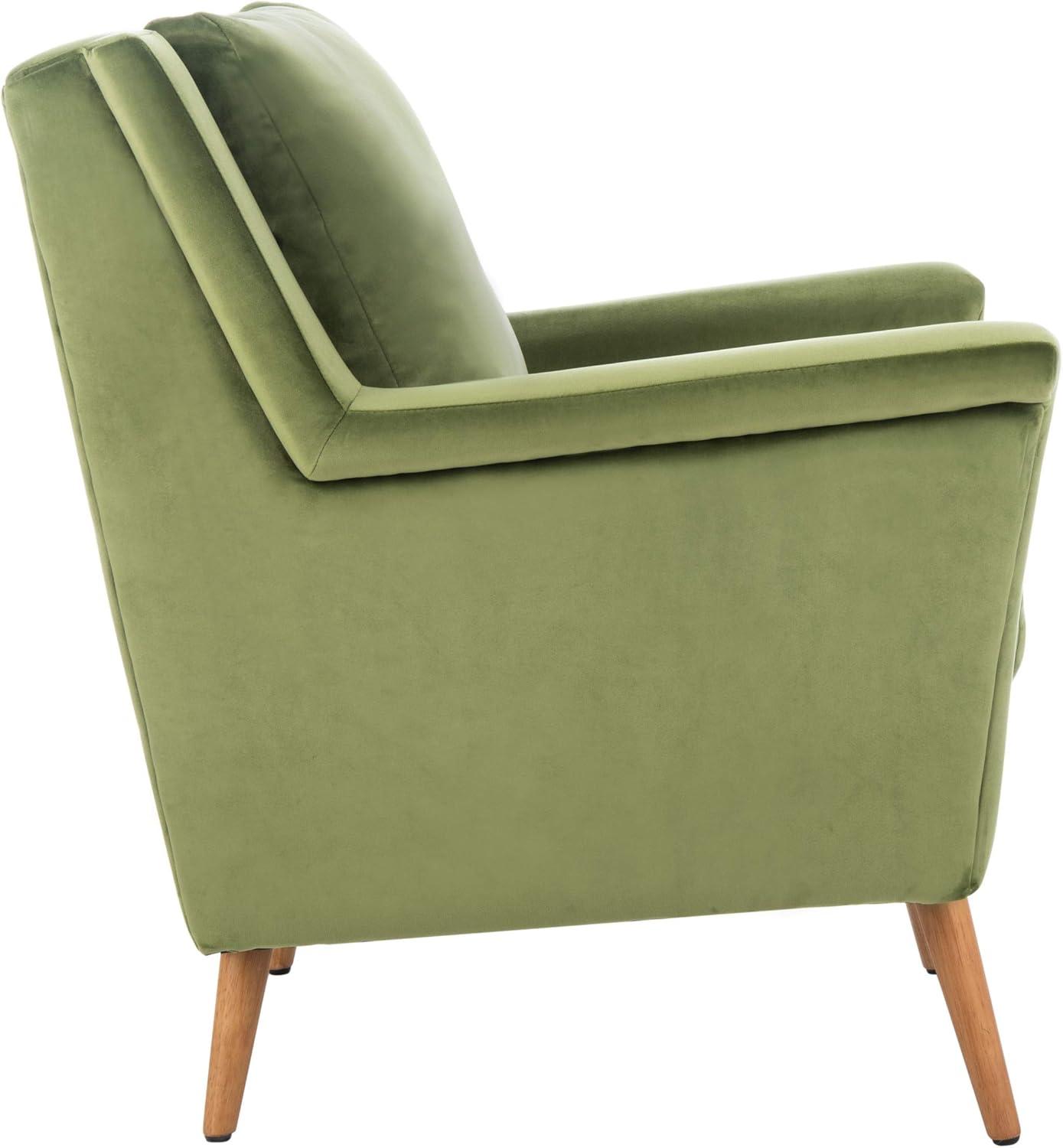 SAFAVIEH Astrid Mid-Century Modern Arm Chair, Olive Velvet