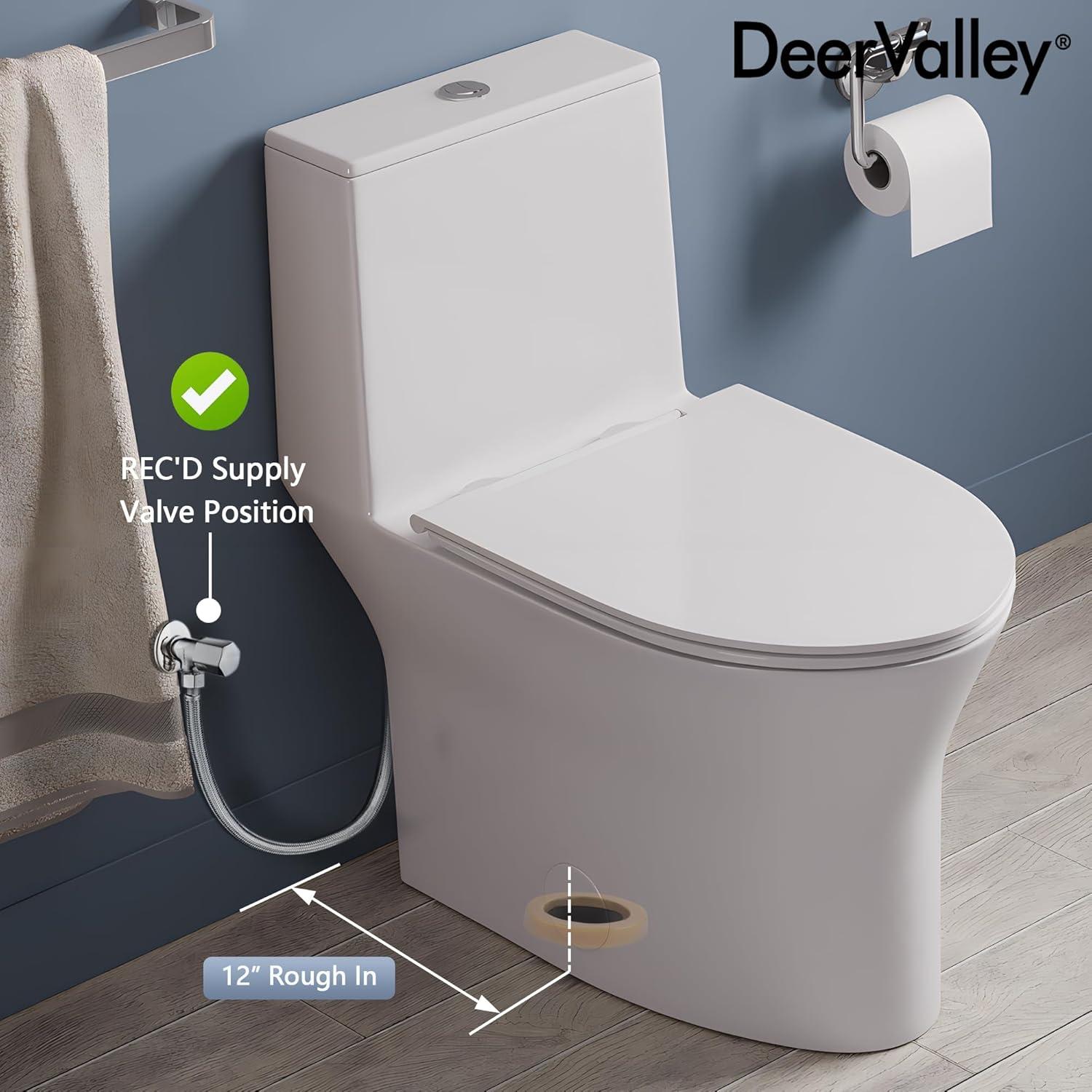 One Piece Toilet For Bathroom, Modern Bathroom Toilet with Dual Flush 1.1/1.6 Gpf Fully Skirted Toilets(Soft Close Seat)