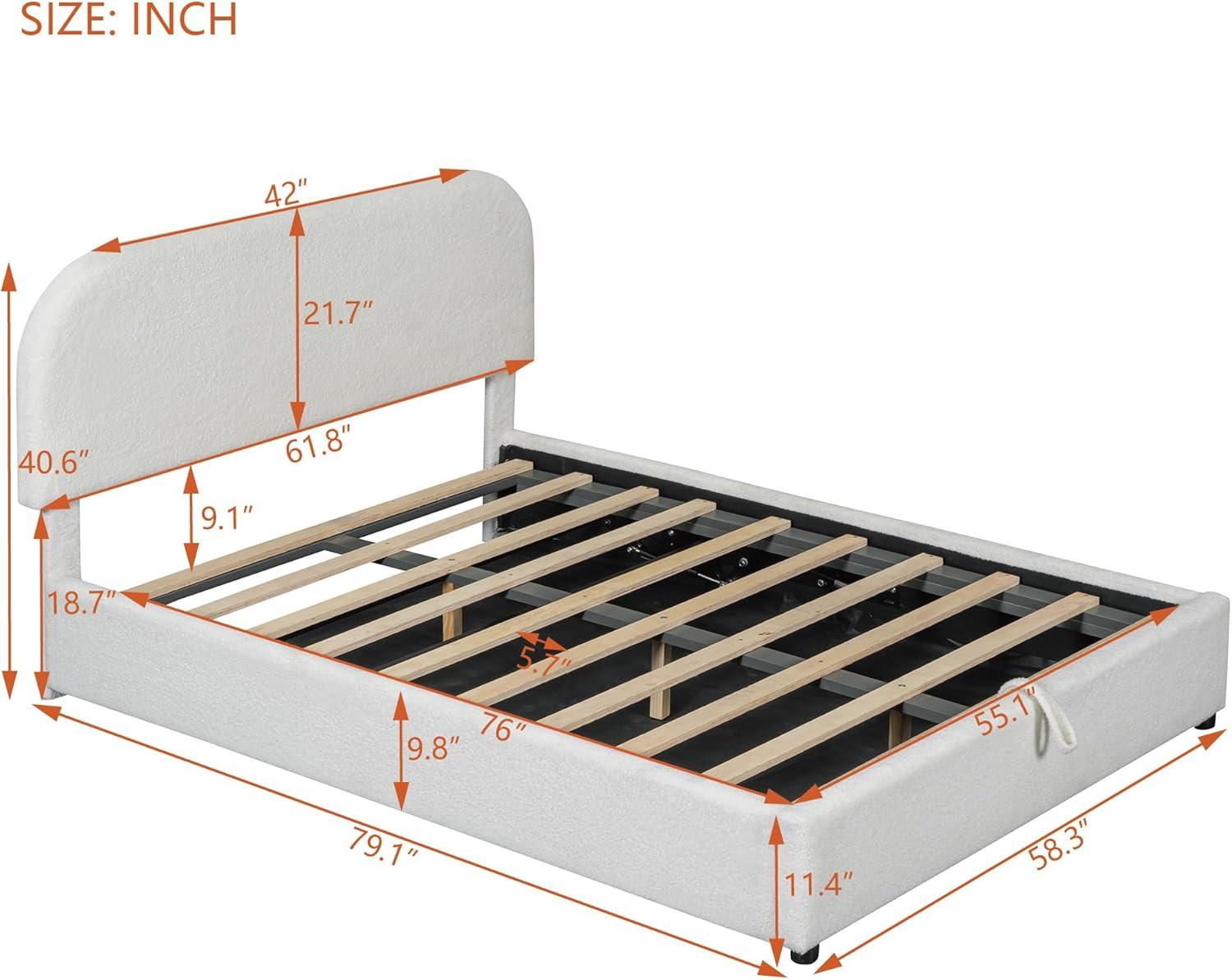 17 Stories Teddy Fleece Full  Size Upholstered Platform Bed with Hydraulic Storage System, White