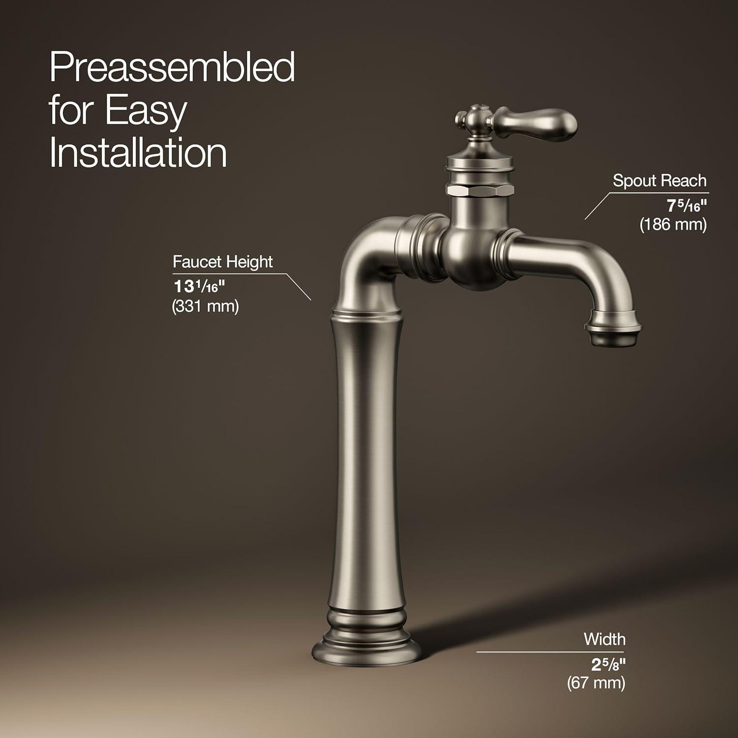 Artifacts Gentleman's Single Hole Bathroom Faucet with Drain Assemby