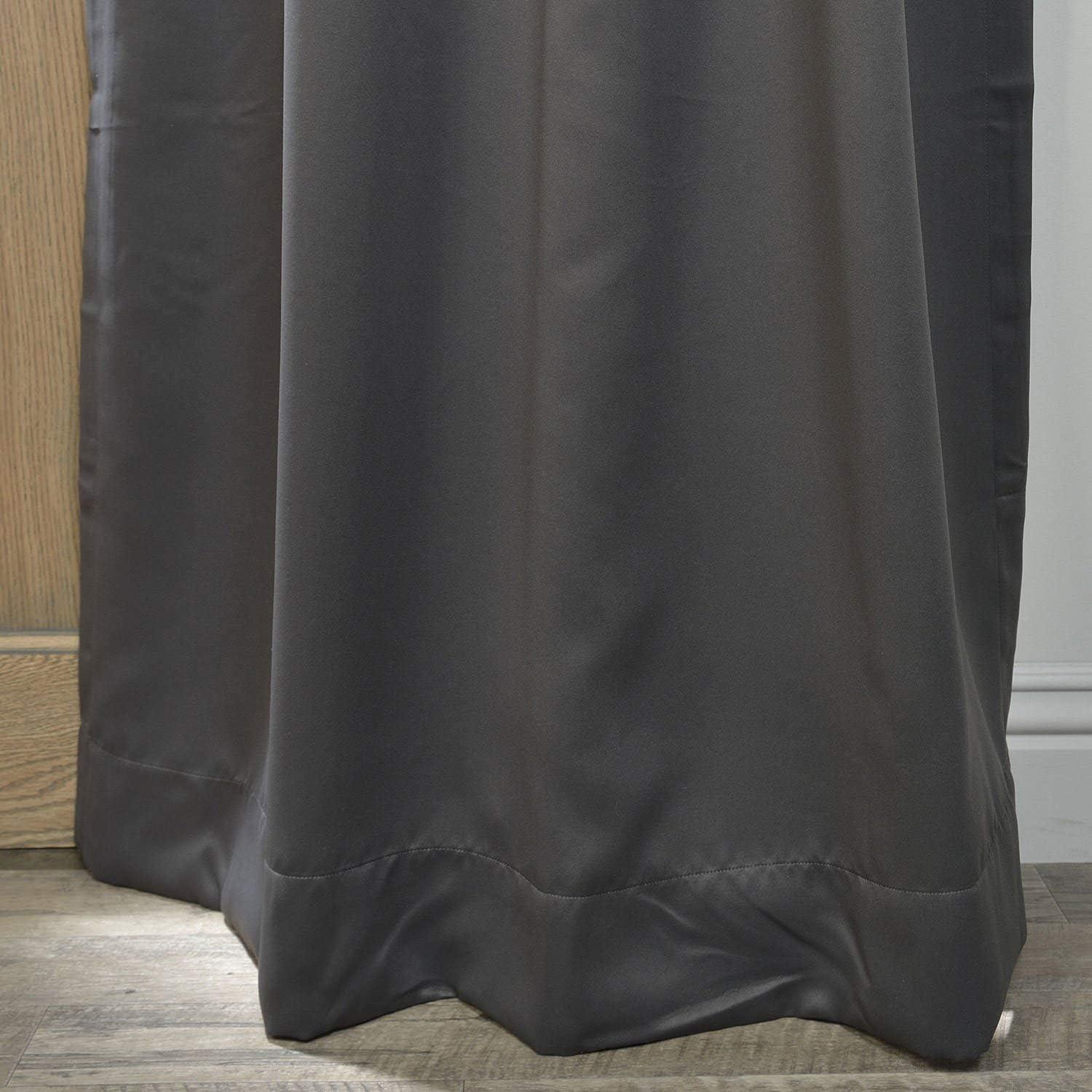 Anthracite Grey Velvet Blackout Grommet Curtain Panel 50 x 84