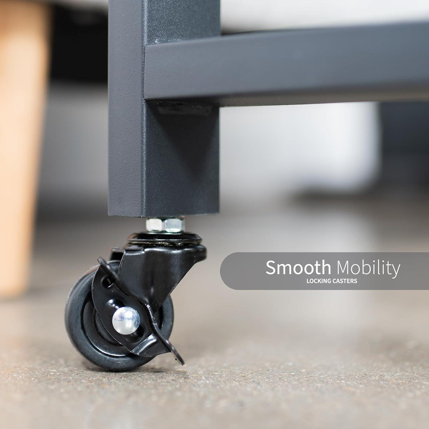 Black Glossy Particle Board Mobile Corner Writing Desk with Drawer