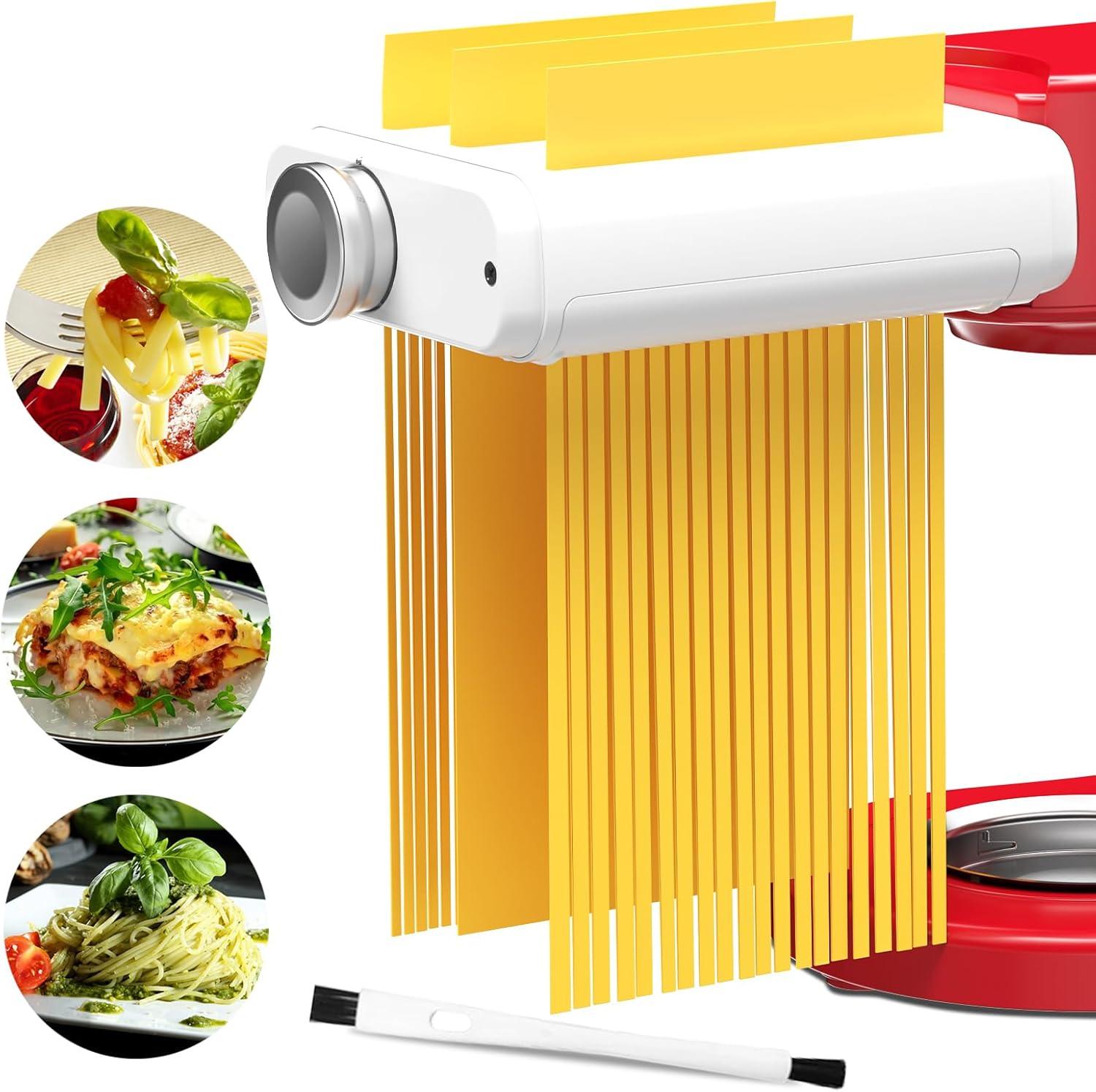 White 3-in-1 Stainless Steel Pasta Maker Attachment