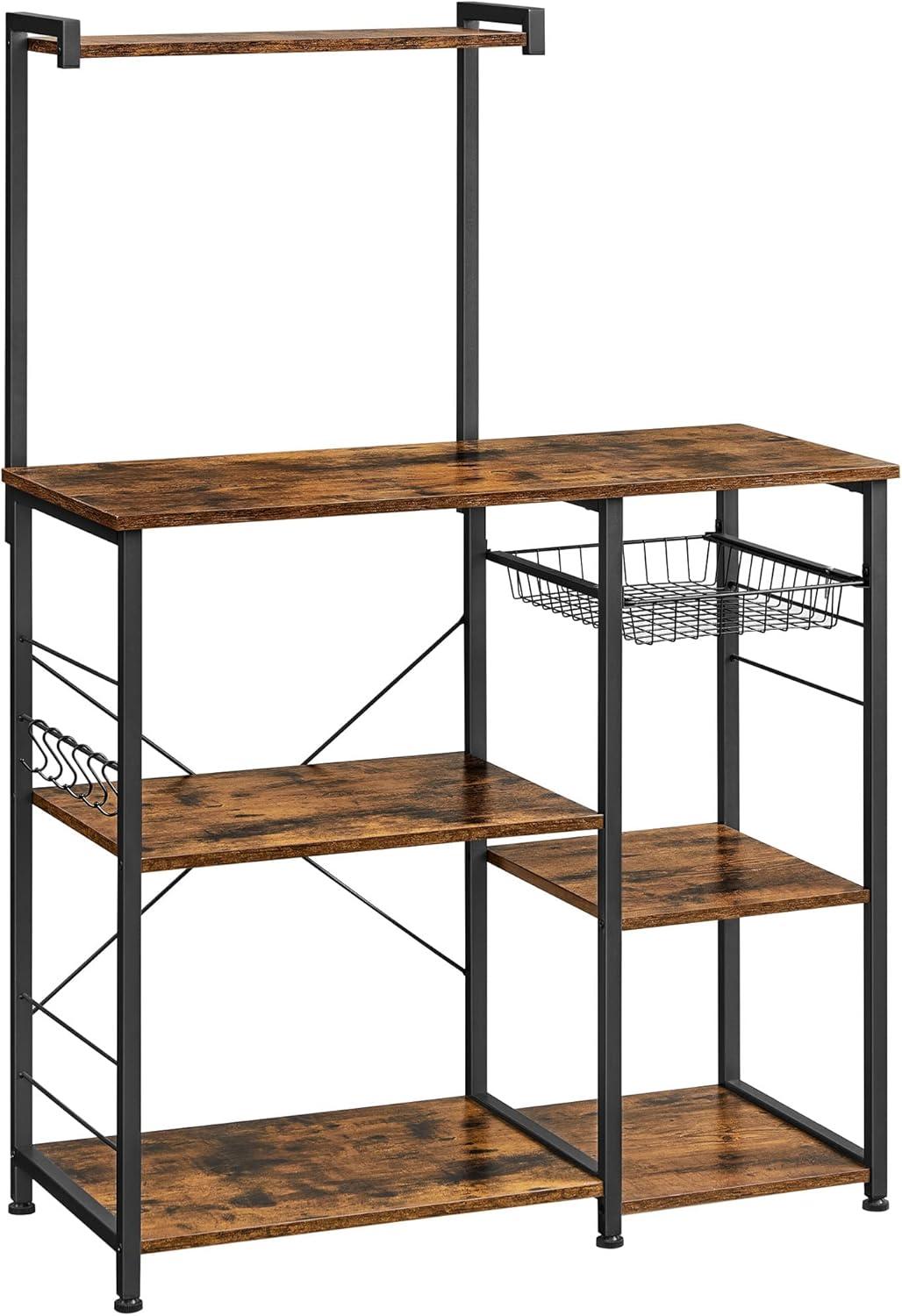 Adjustable Brown Wire 4-Shelf Kitchen Storage Rack