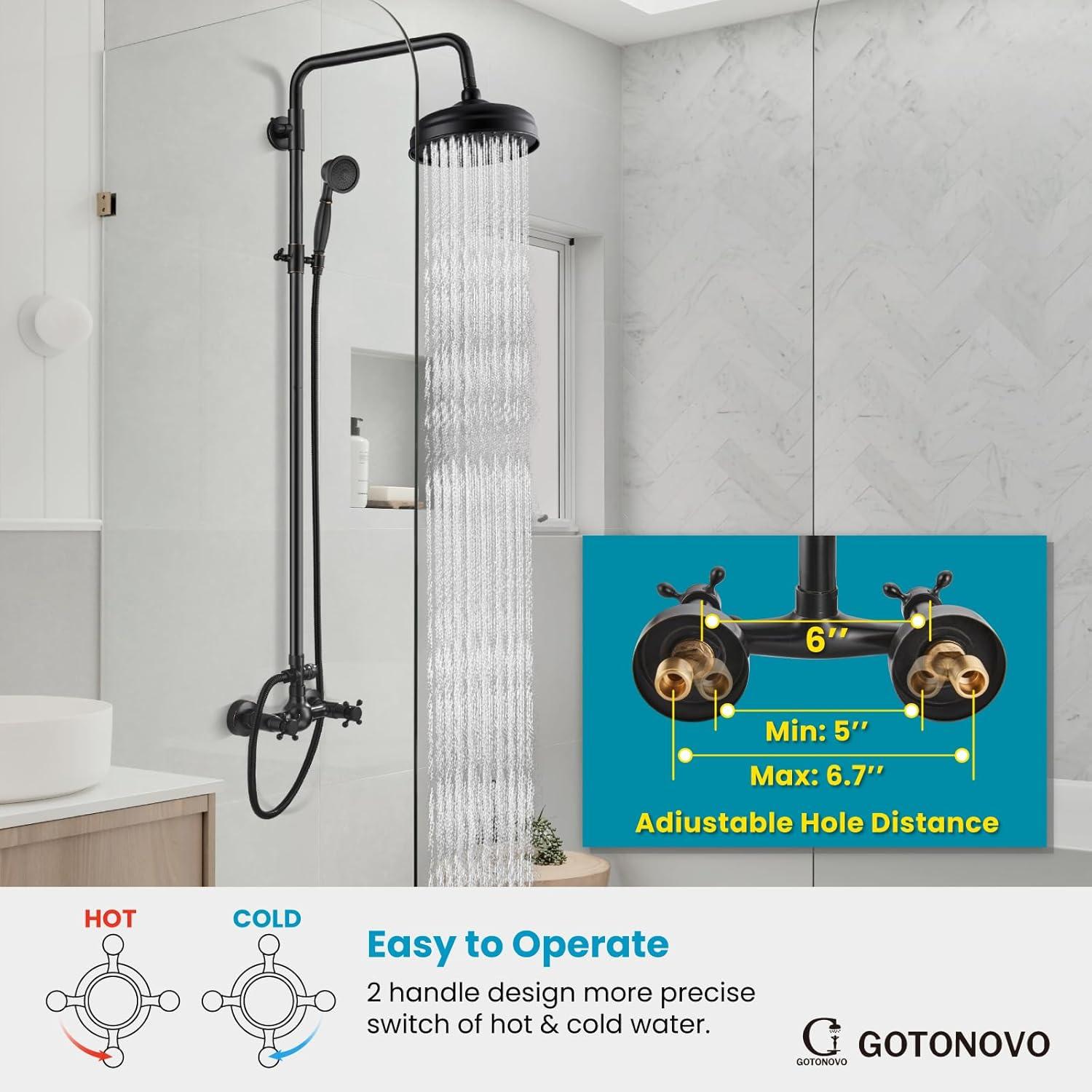 Oil Rubbed Bronze Wall Mounted Rain Shower System with Handheld Spray