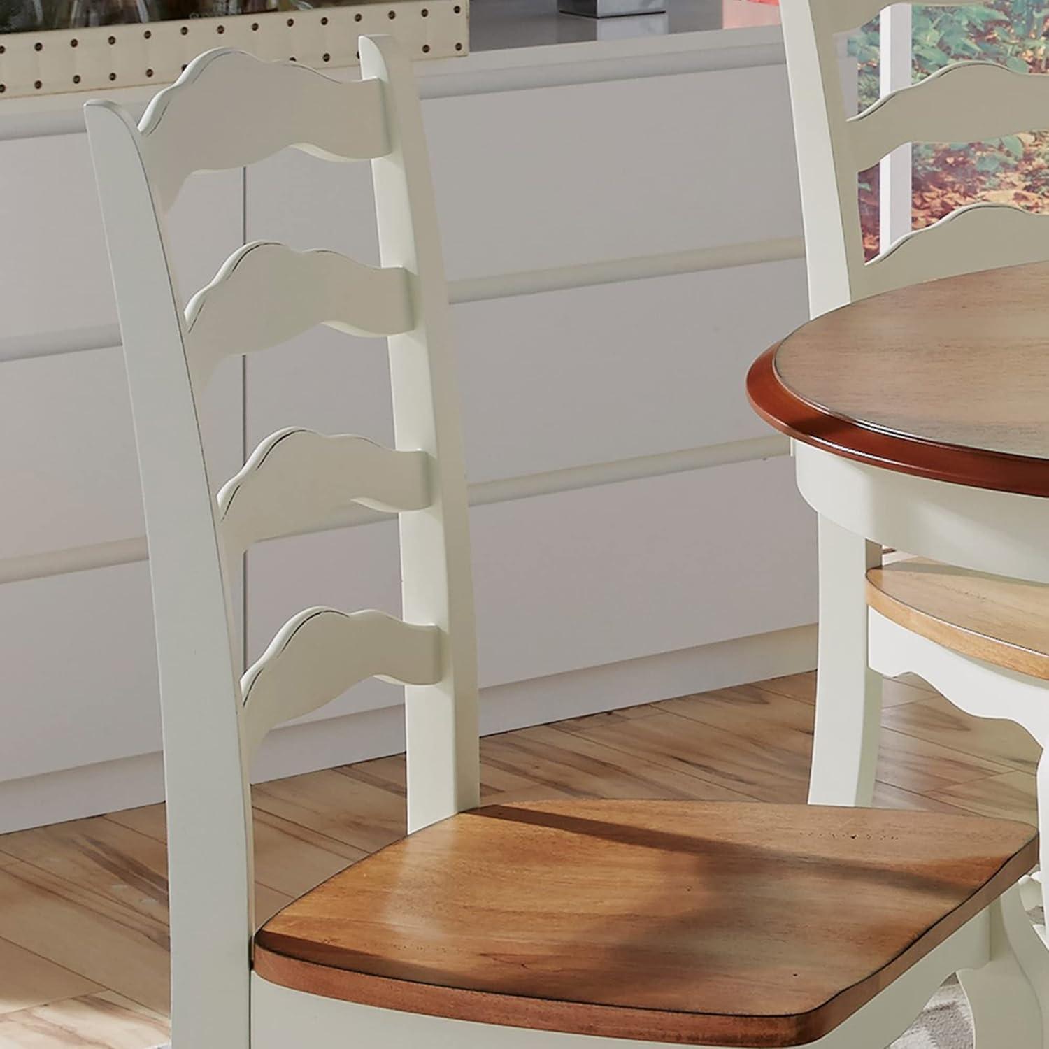 High Ladderback Oak and Rubbed White Side Chair