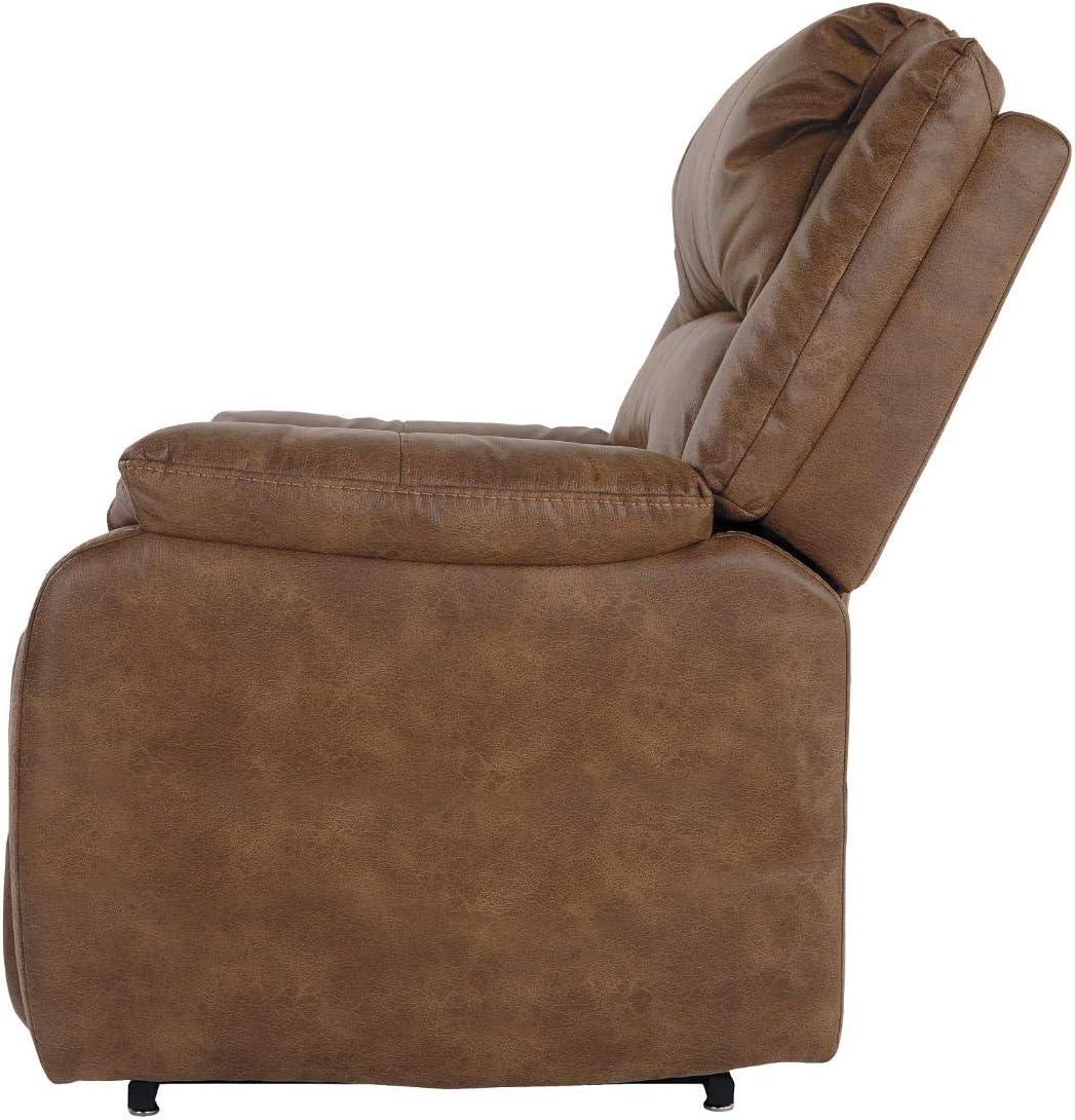 Saddle Brown Faux Leather Power Lift Recliner with Metal Frame