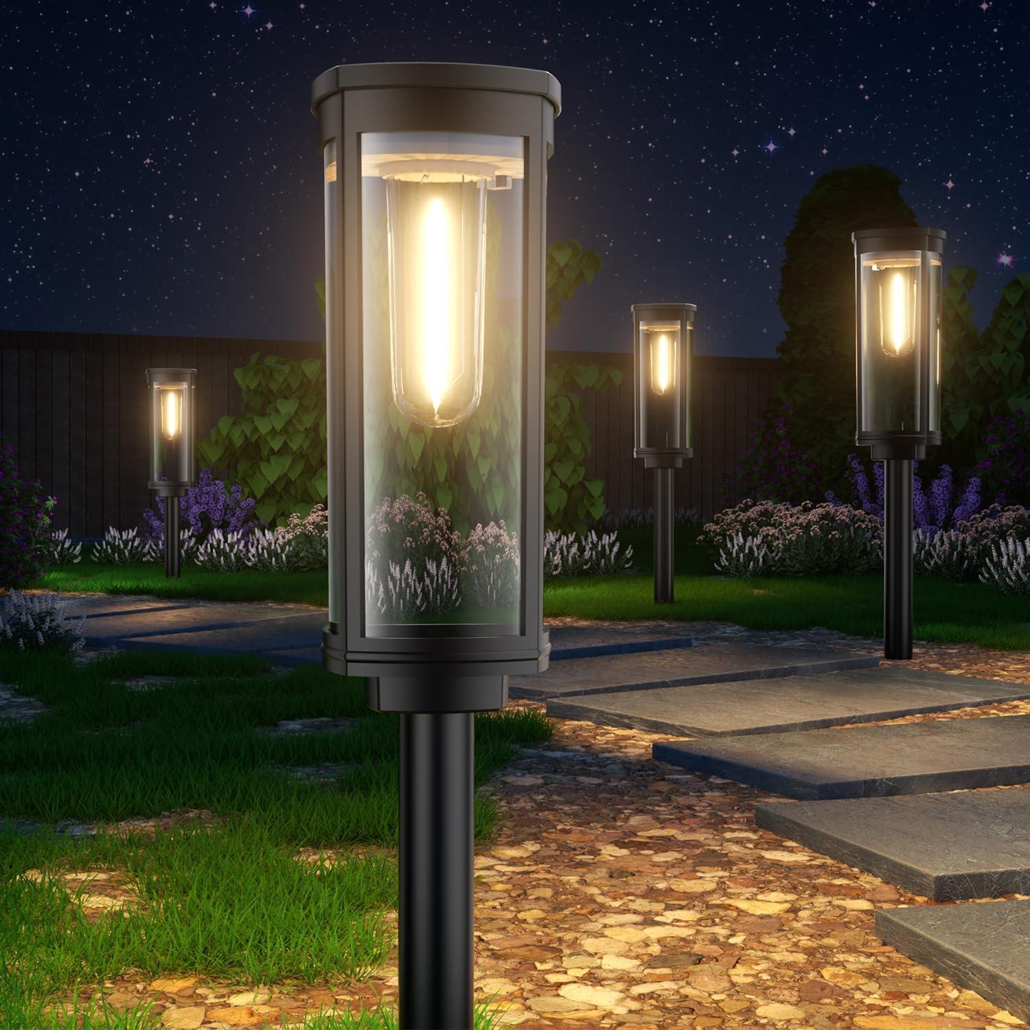 LETMY Solar Powered Integrated LED Pathway Light Pack (Set of 6)