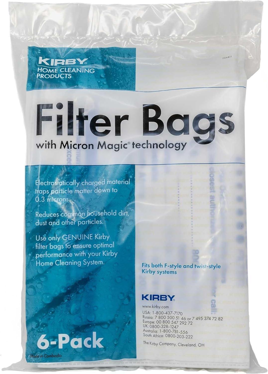 6 Genuine Kirby HEPA Filtration Universal Vacuum Bags Part Number 204814G