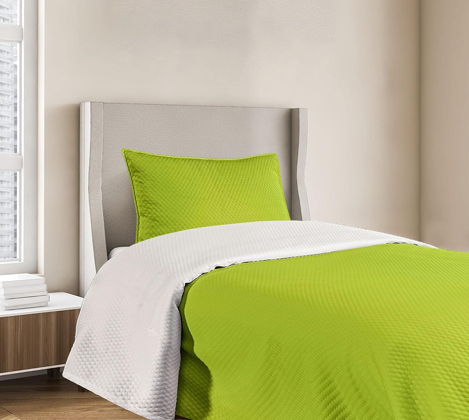 Ambesonne Lime Green Bedspread Set Blurry Pastel Colors Apple Green