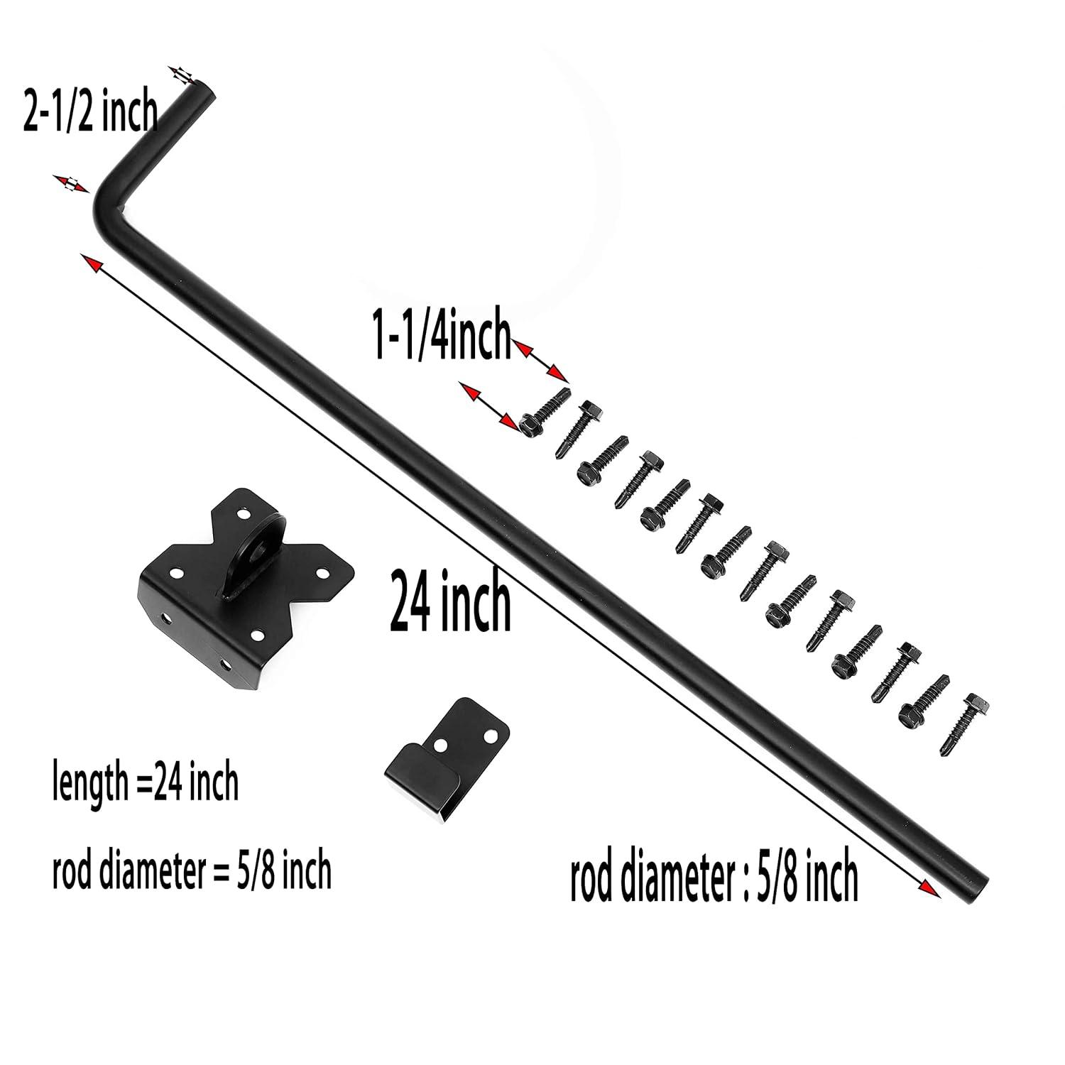 Heavy Duty 24 inch Cane Bolt Drop Rod Gate Drop Pin Steel Material -1 Pack mainly for Single Open Door