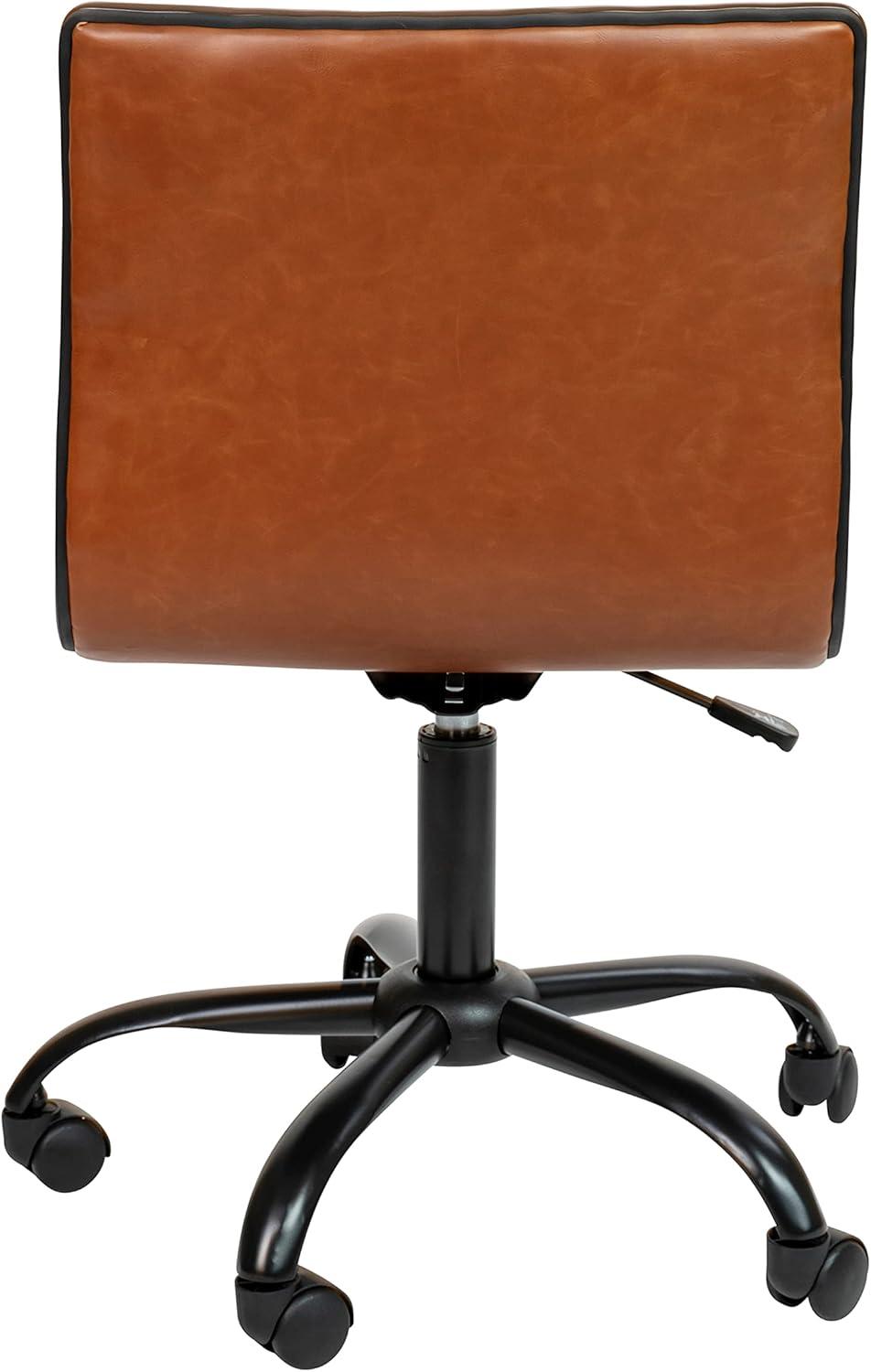 Flash Furniture Low Back Designer Armless Brown Ribbed Swivel Task Office Chair with Black Frame and Base
