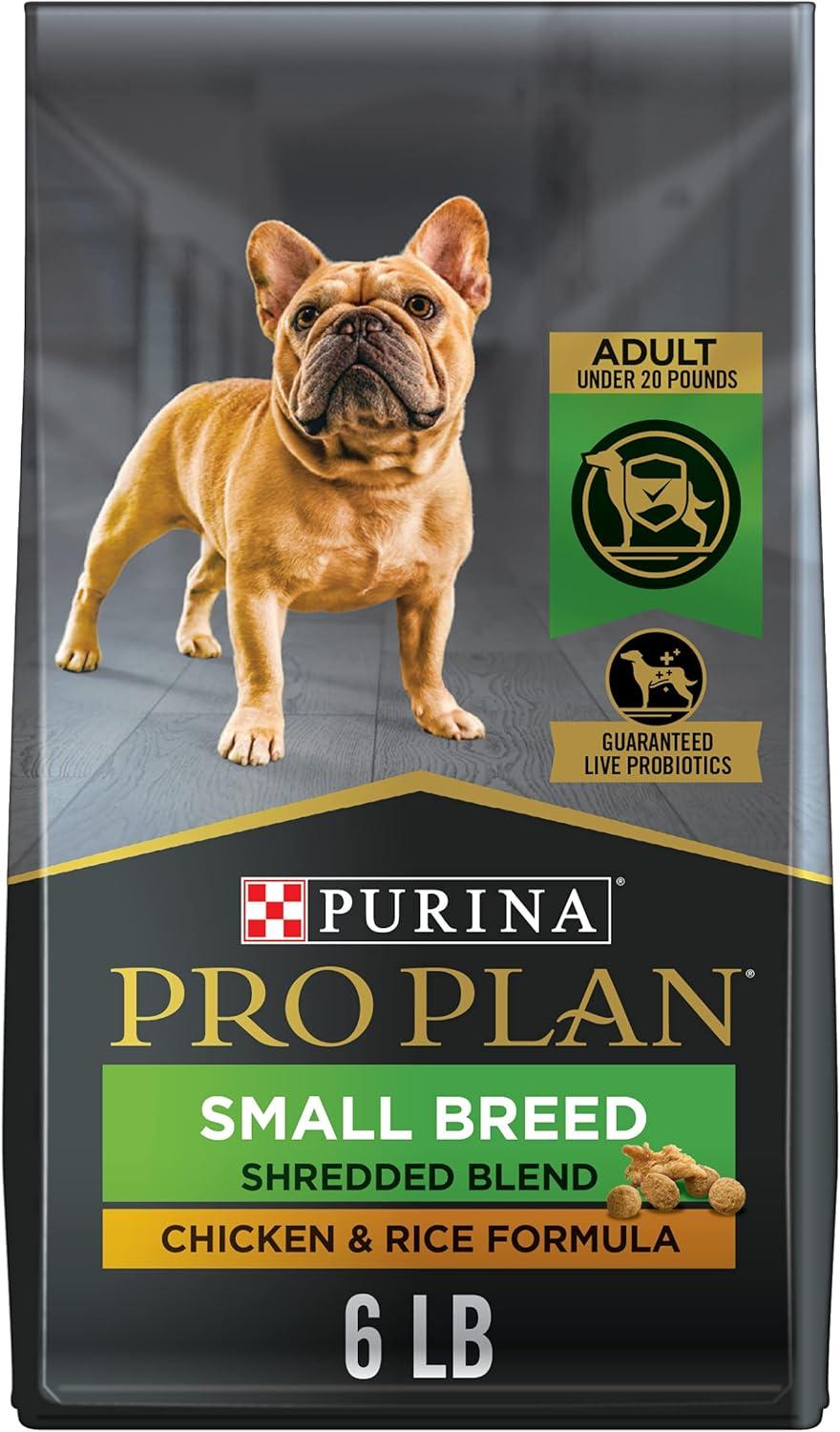 Purina Pro Plan Small Breed Dog Food With Probiotics for Dogs, Shredded Blend Chicken & Rice Formula, 6 lb. Bag