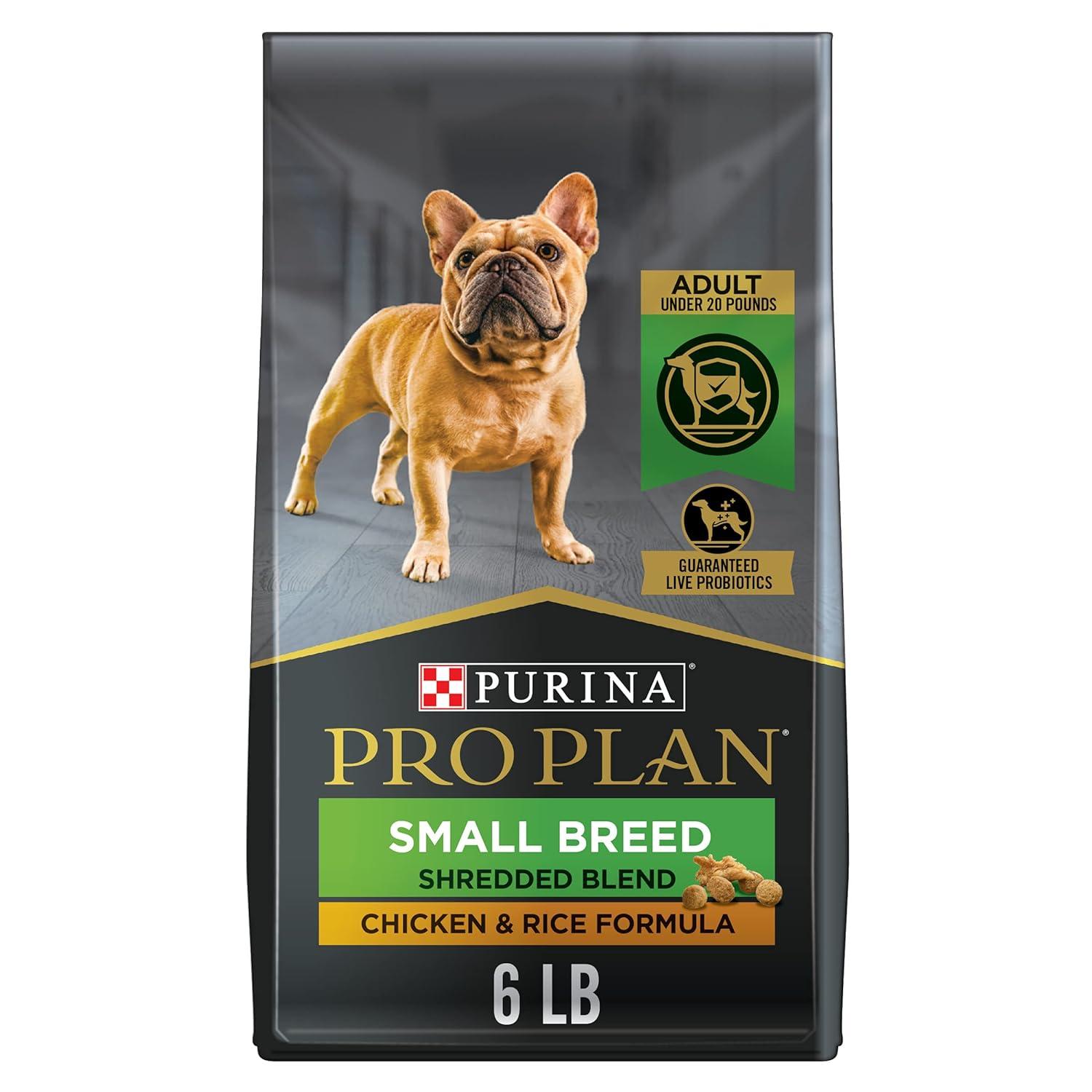 Purina Pro Plan Small Breed Dog Food With Probiotics for Dogs, Shredded Blend Chicken & Rice Formula, 6 lb. Bag