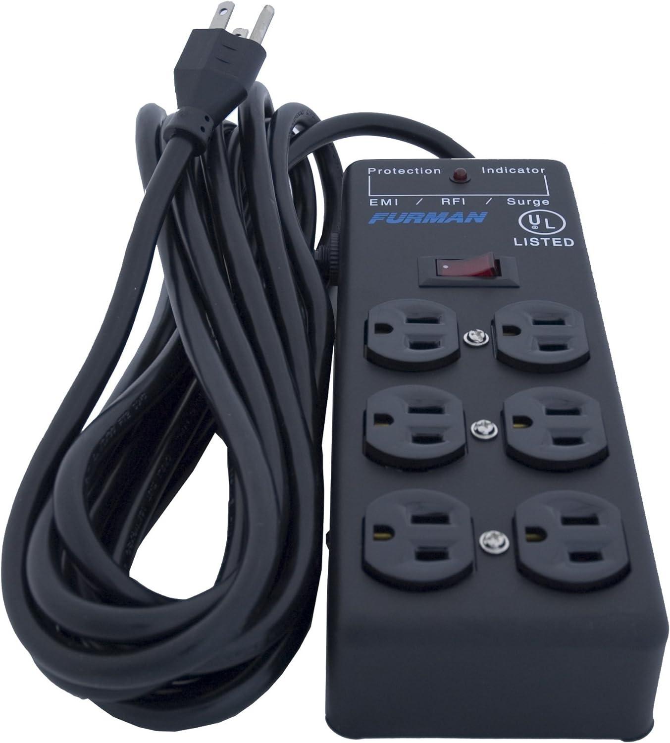 Furman Black 6-Outlet Surge Protector Power Strip