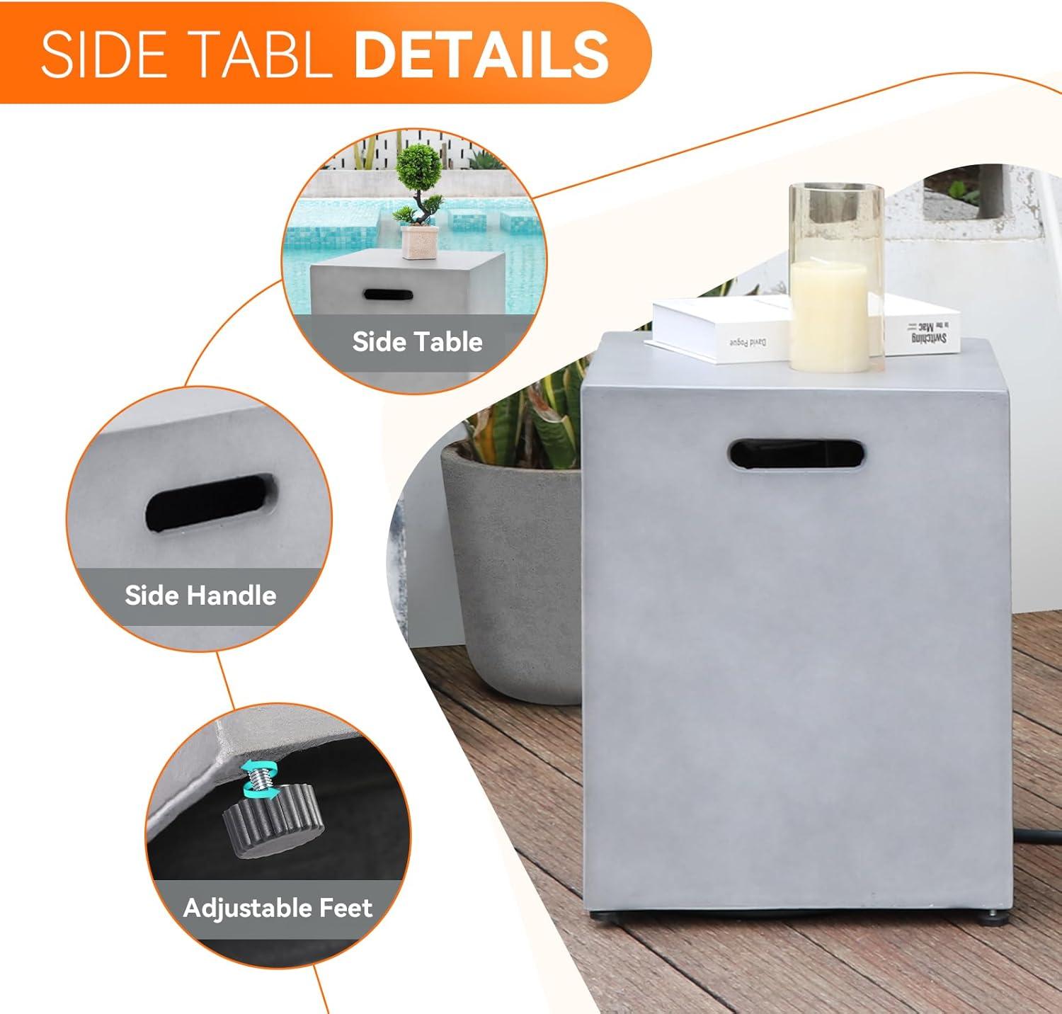 Canddidliike Propane Tank Cover Hideaway Table for Standard 20 Pounds Propane Tank-Gray, Outdoor Fire Pit for Outdoor, Outside Patio Deck and Garden