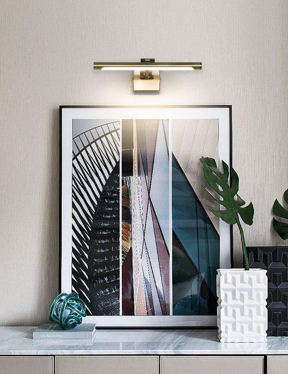 Joosenhouse LED Picture Lights for Paintings Bronze Finish 16.53" Long Swing Arm Display Wall Art Light 9W Gallery Hallway Lighting Over Pictures,Hardwired Connection 3000K,Non-Dimmable