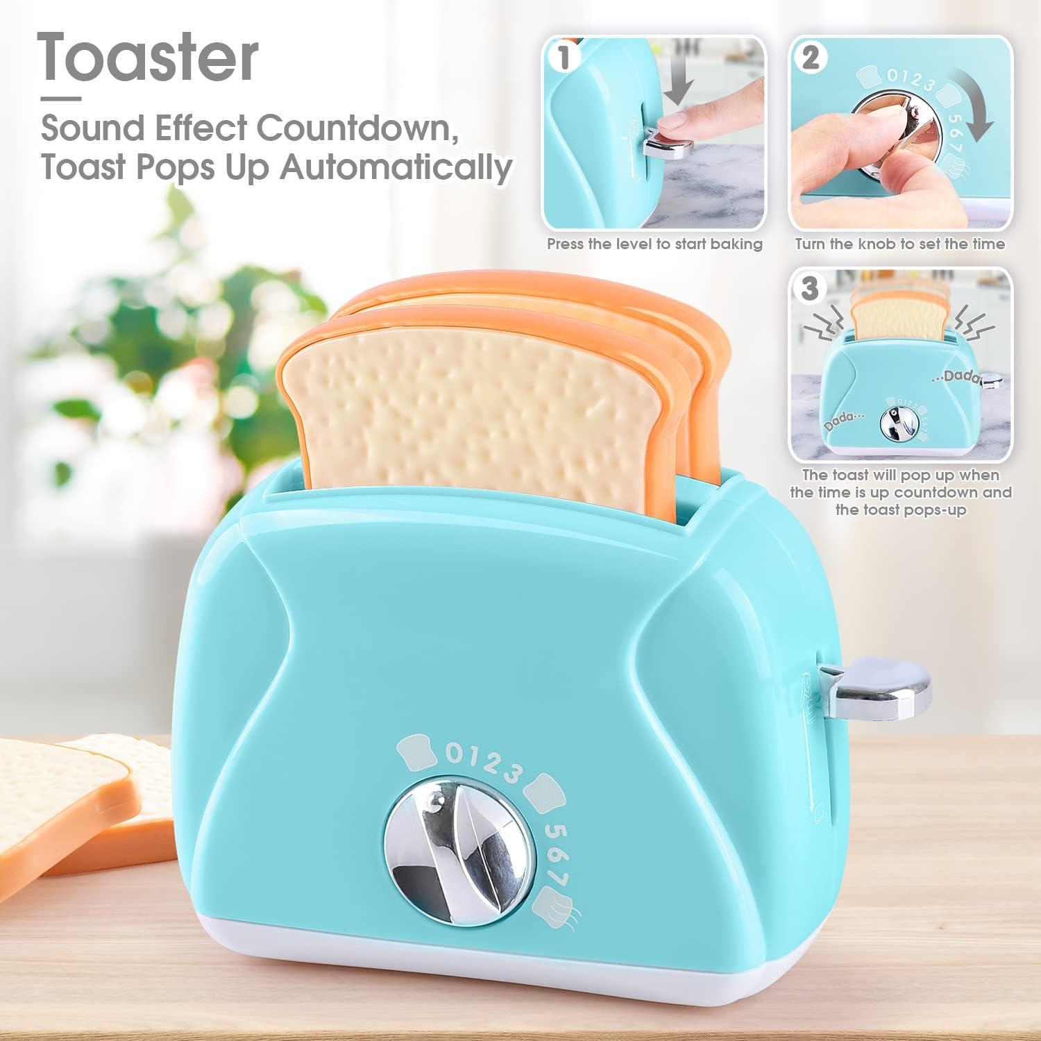 PLAY Kitchen Appliance Toys for Kids Pretend Play Blender Toaster Coffee Maker for Ages 3+