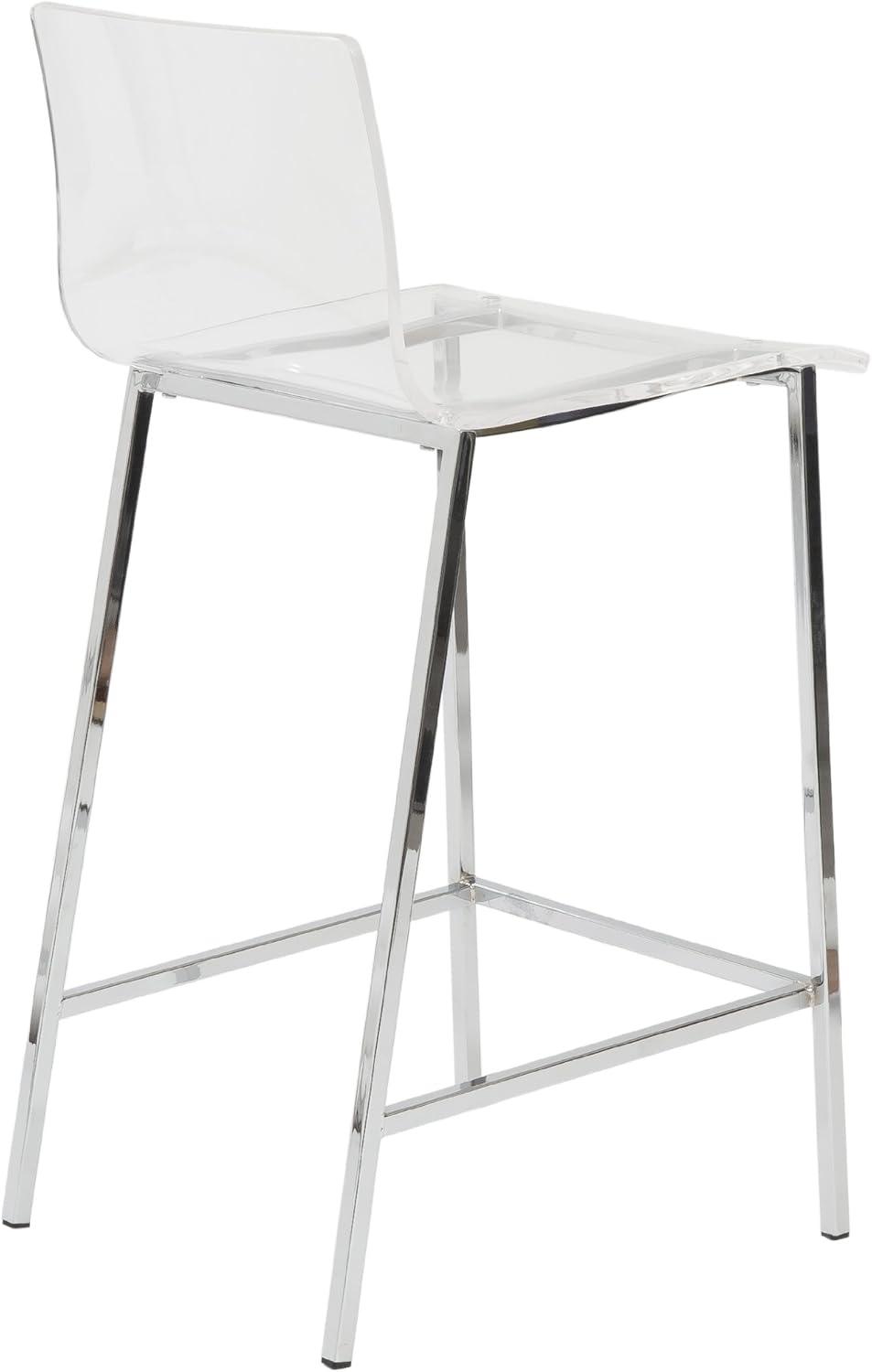EURO STYLE Chloe Office Chair in Clear, Acrylic, Chromed Steel Base, 360° Swivel, Adjustable Height, Casters for Mobility, Made for Everyday Home Use