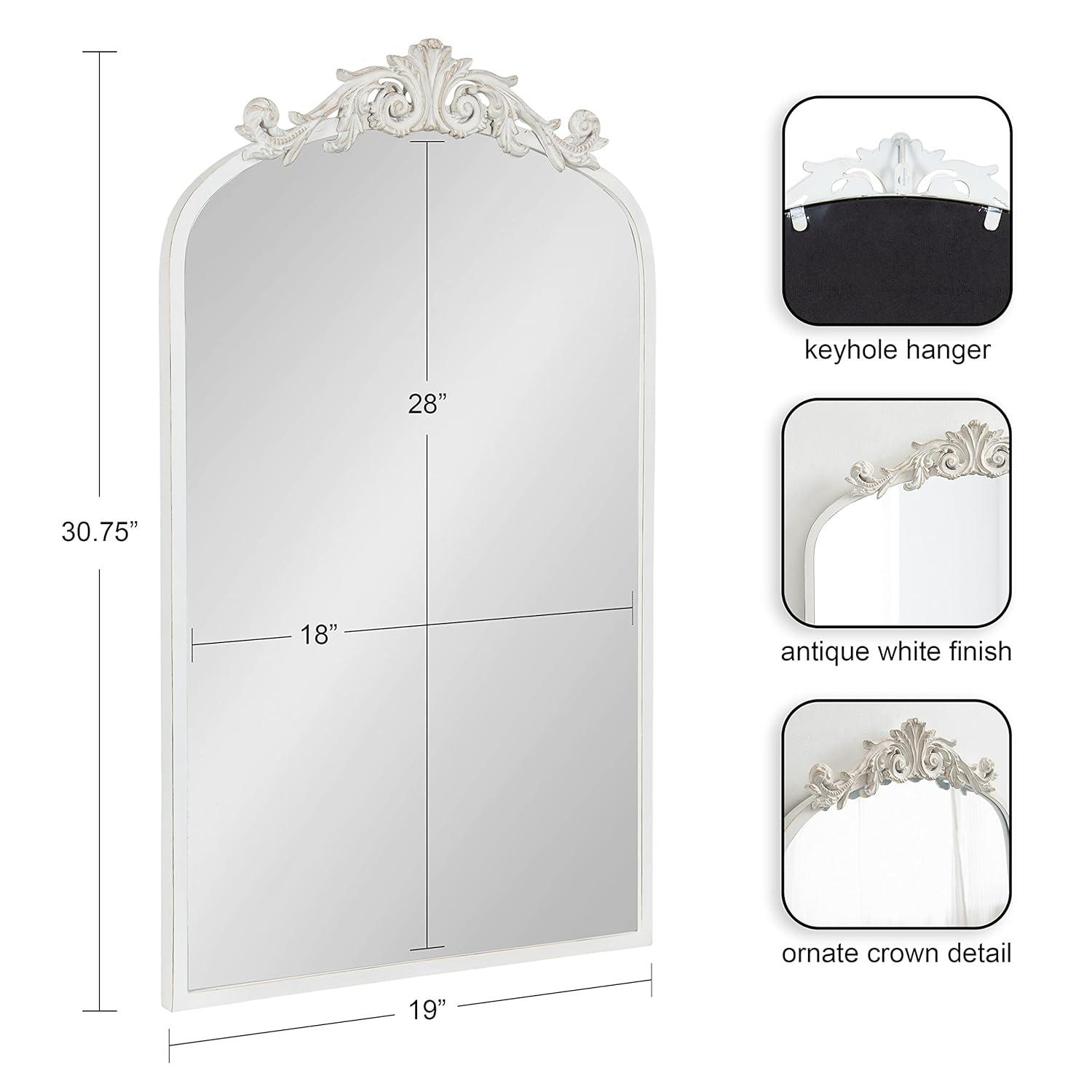 19"x31" Arendahl Traditional Arch Decorative Wall Mirror White - Kate & Laurel All Things Decor: Luxury Glam Style, No Assembly Required