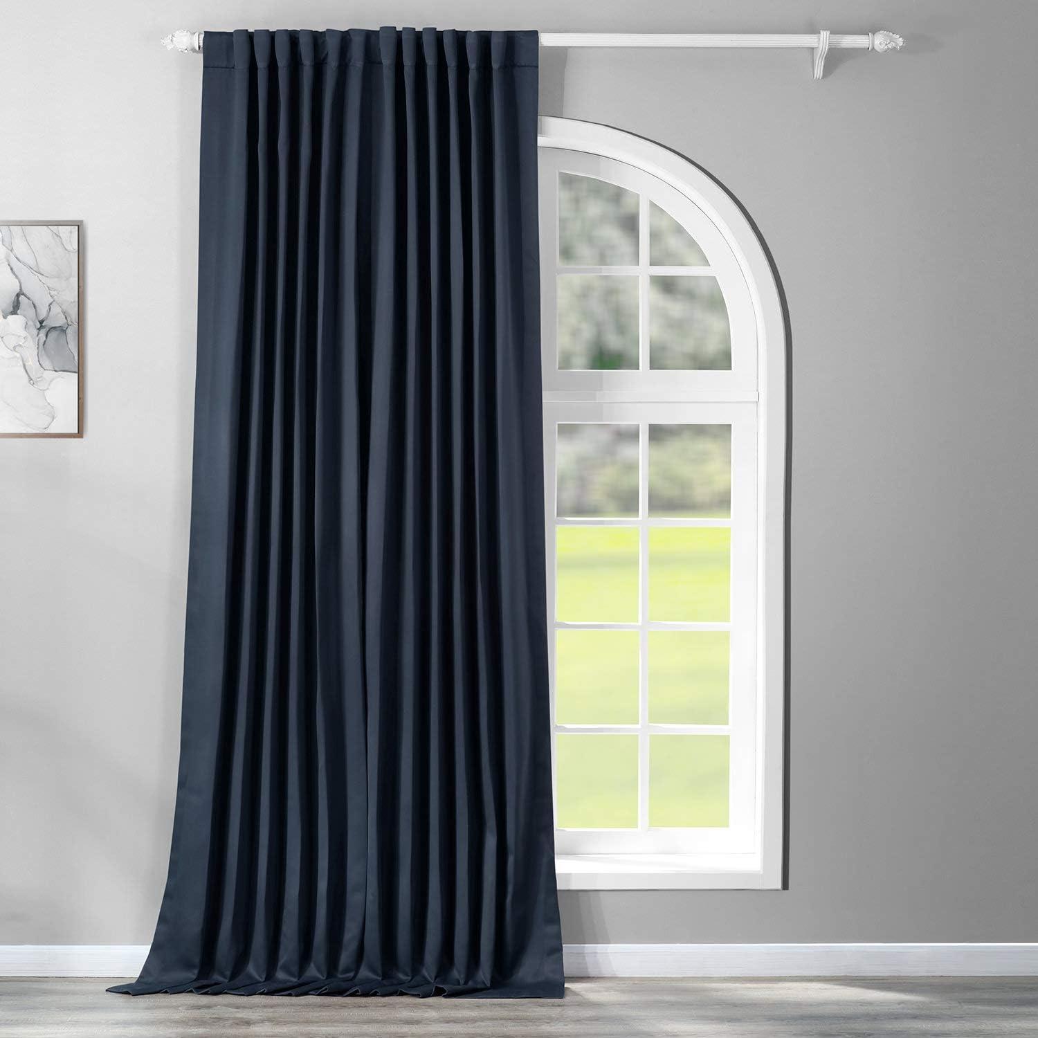 Navy Blue Extra Wide Blackout Cotton Polyester Curtain Panel