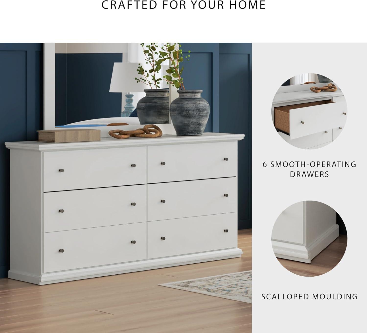 Ashley Furniture Bostwick Shoals 6 Drawer Wood Double Dresser in White