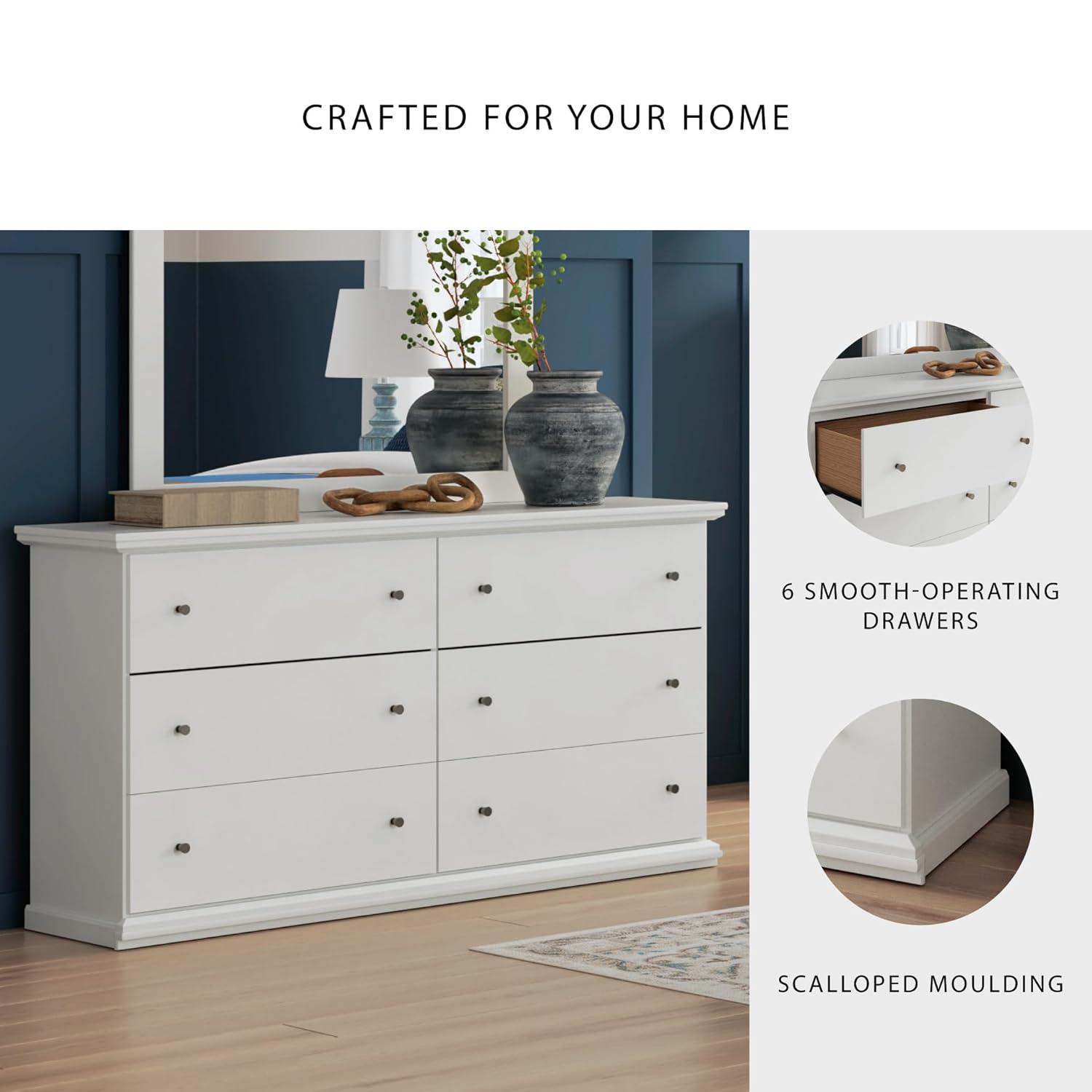 Ashley Furniture Bostwick Shoals 6 Drawer Wood Double Dresser in White