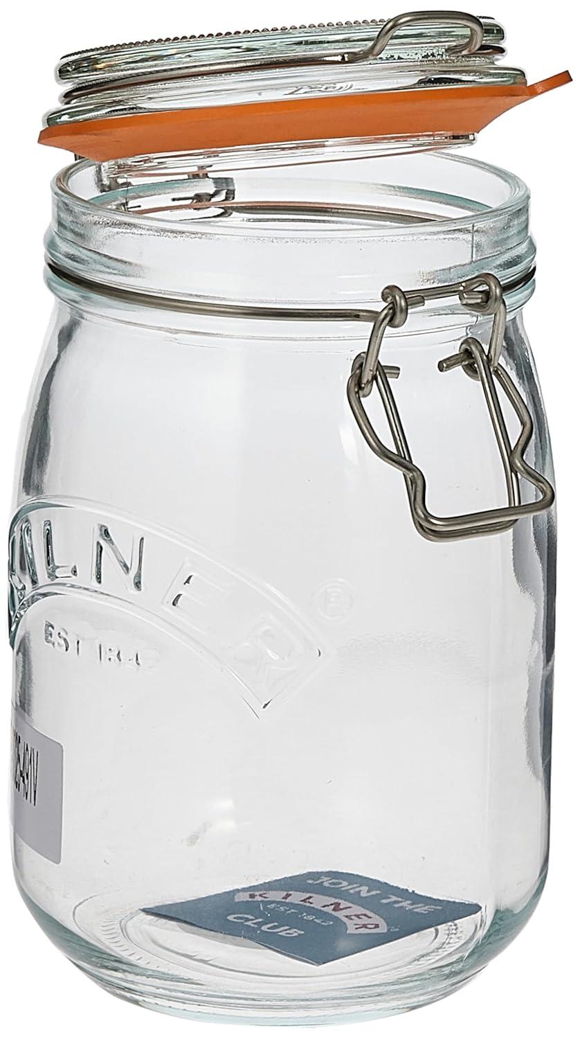 Clear Glass 34-Fl Oz Clip Top Storage Jar Set