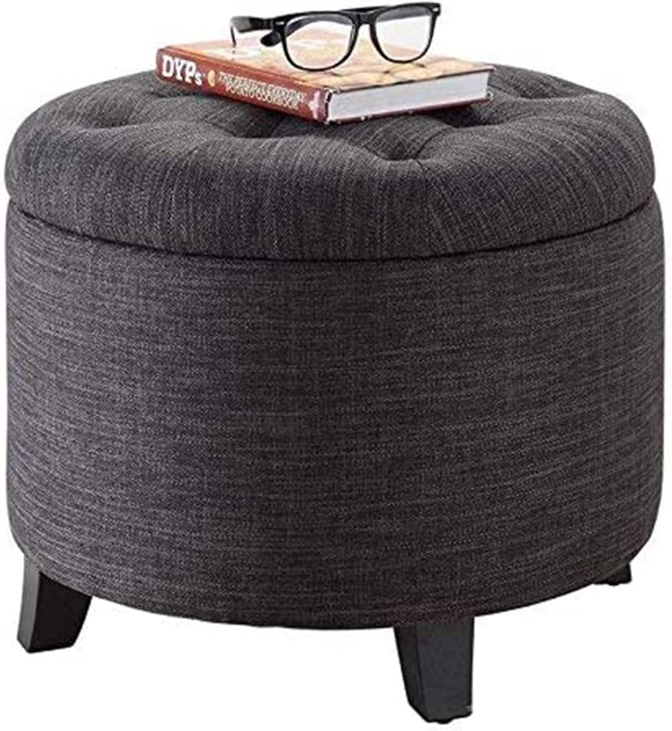 Convenience Concepts Designs4Comfort Round Ottoman in Gray Fabric