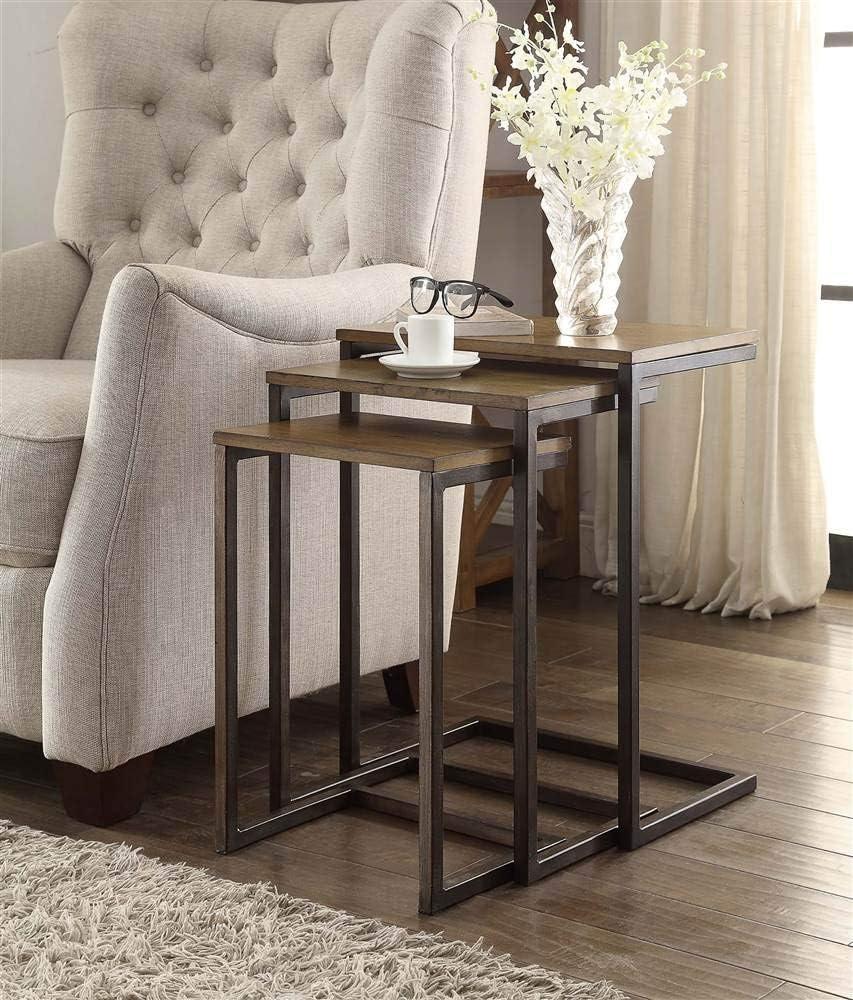 Carolina Living Caroline Nesting Table Set - Harvest Oak/Aged Iron and Table