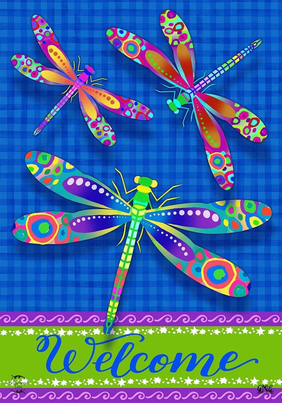 Briarwood Lane Colorful Dragonflies Summer House Flag Welcome Dragonfly 28" x 40"
