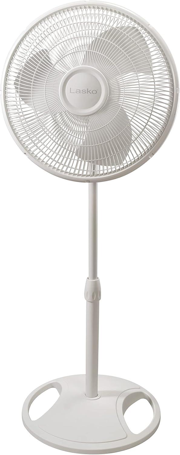 Lasko 2520 16 Inch 3-Speed Quiet Adjustable Tilting Wide-Area Oscillating Standing Pedestal Fan for Bedroom, Kitchen, Home, and Office, White