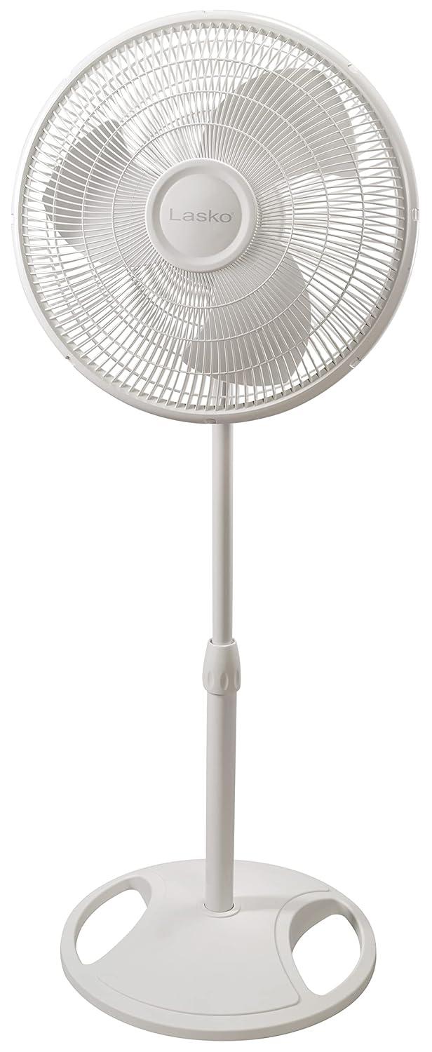 Lasko 2520 16 Inch 3-Speed Quiet Adjustable Tilting Wide-Area Oscillating Standing Pedestal Fan for Bedroom, Kitchen, Home, and Office, White