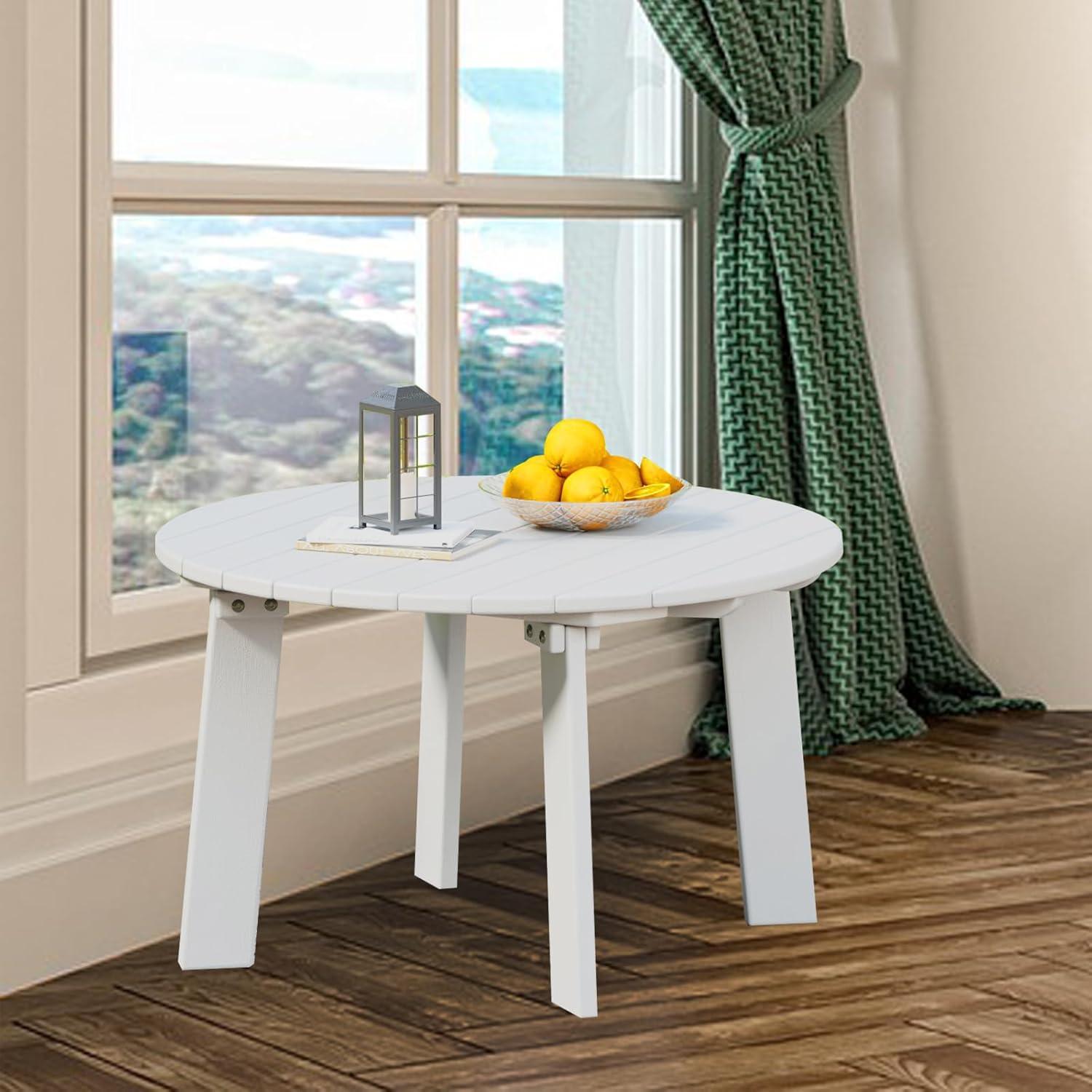 White Round Plastic Outdoor Adirondack Side Table