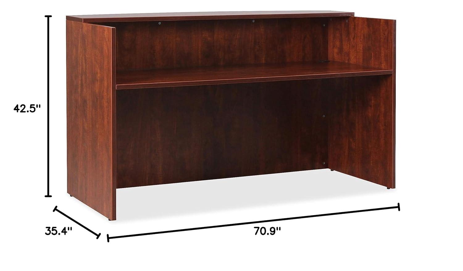 Lorell Essentials Series Cherry Reception Desk - 1" Top, 35.4" x 70.9"42.5" Desk - Finish: Cherry Laminate