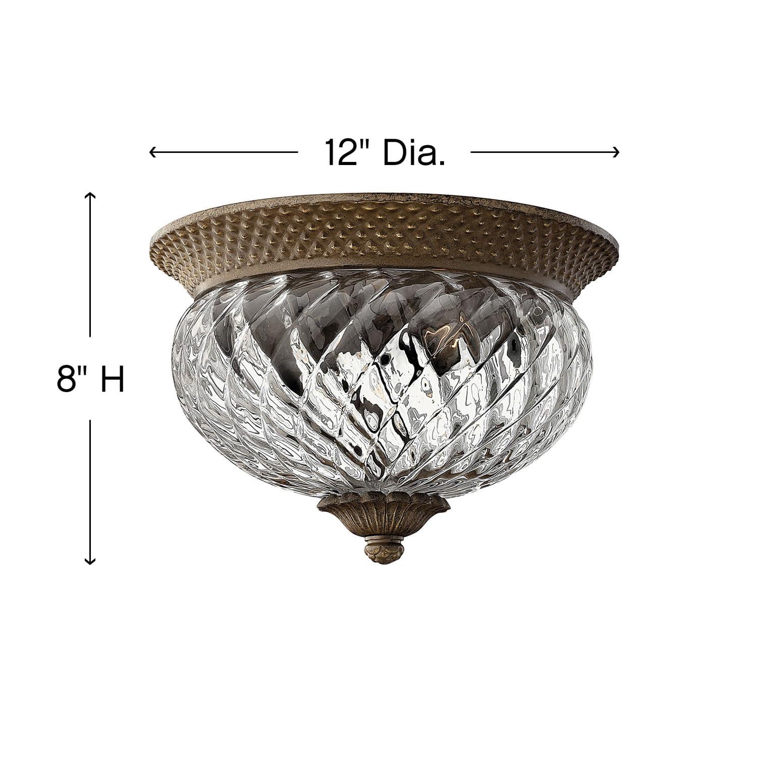 Pearl Bronze Dual-Light Flush Mount with Clear Optic Glass