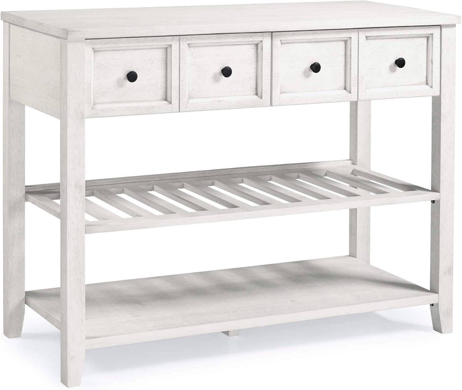 Walker Edison Modern Farmhouse Wood Buffet Sideboard Entryway Serving Storage Cabinet Doors-Dining Room Console, 48 Inch, White