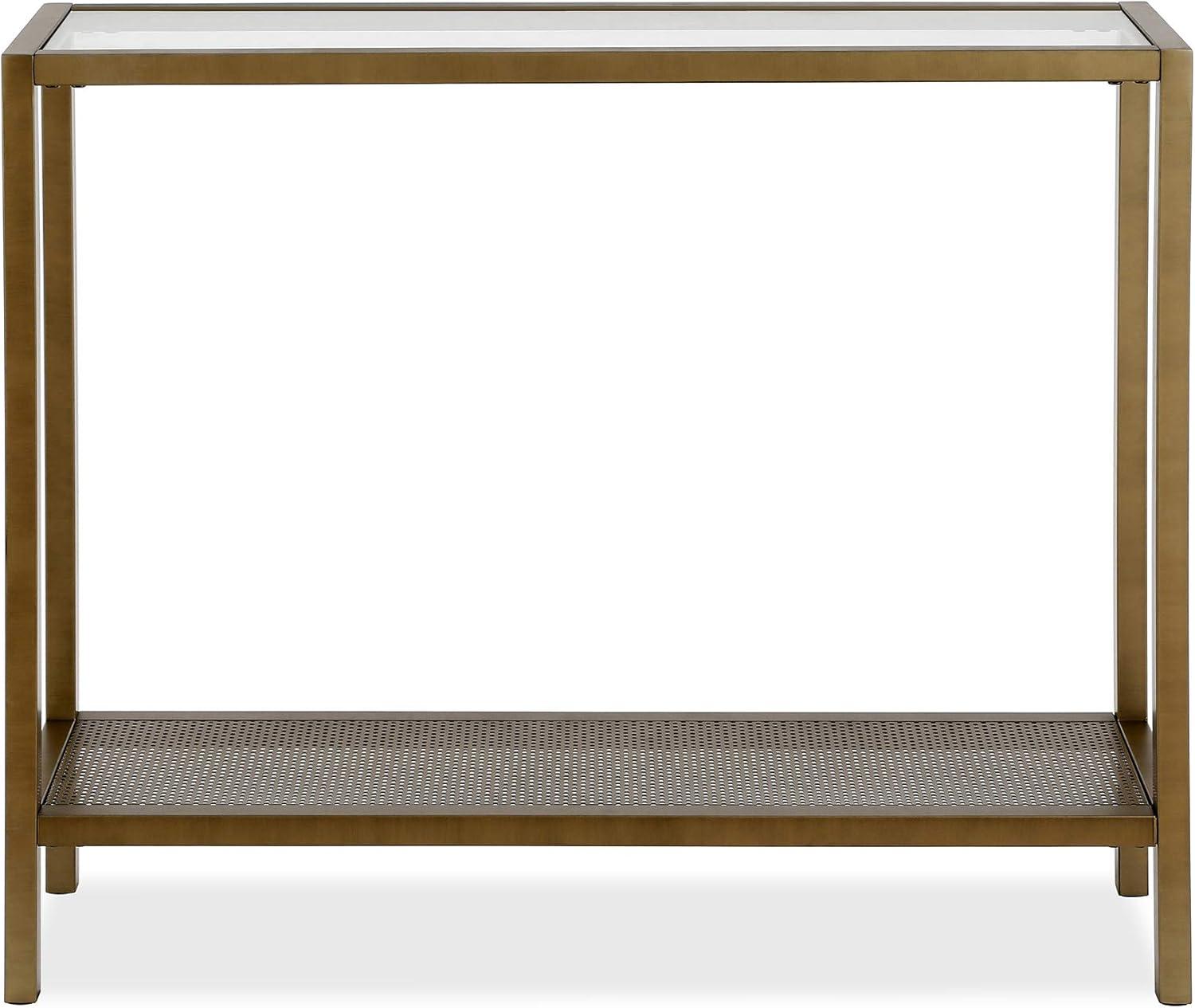 Evelyn&Zoe Rigan 36" Wide Rectangular Console Table, Brass