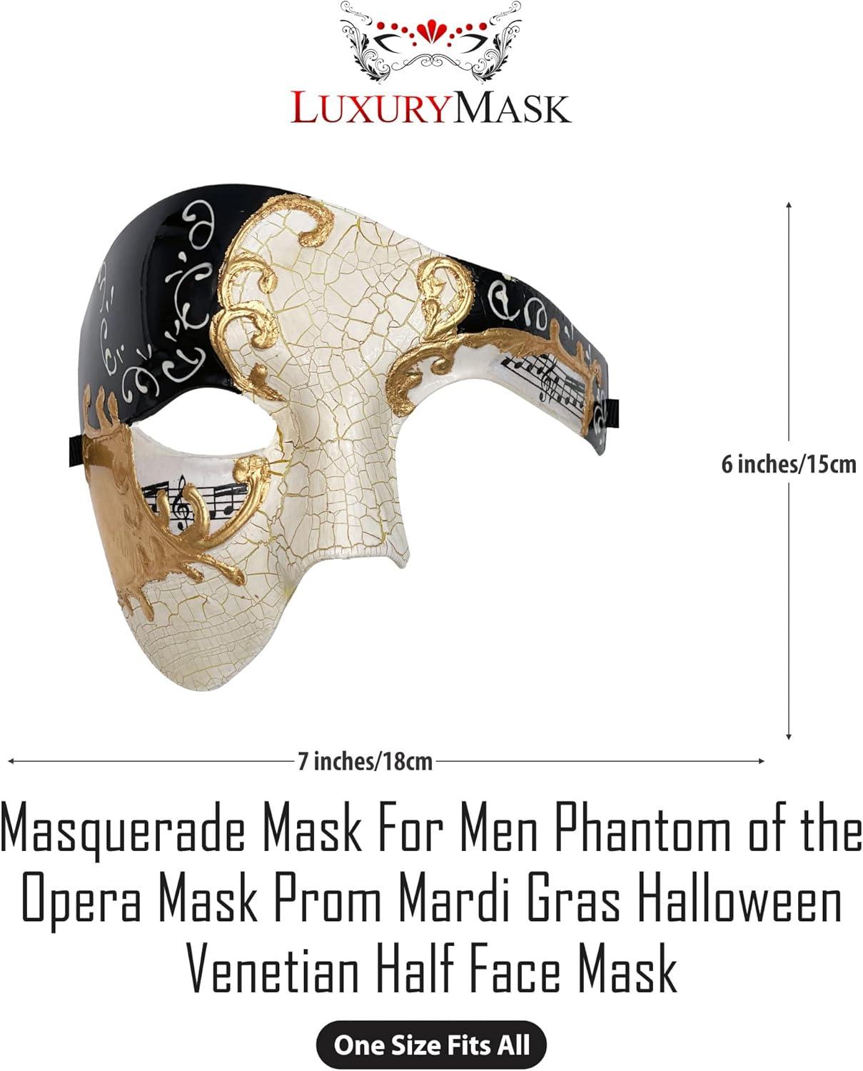 Luxury Mask Vintage Phantom of the Opera Mask ? Venetian Half Face Mask ? Costume Party, Masquerade Ball Carnival Mardi Gras