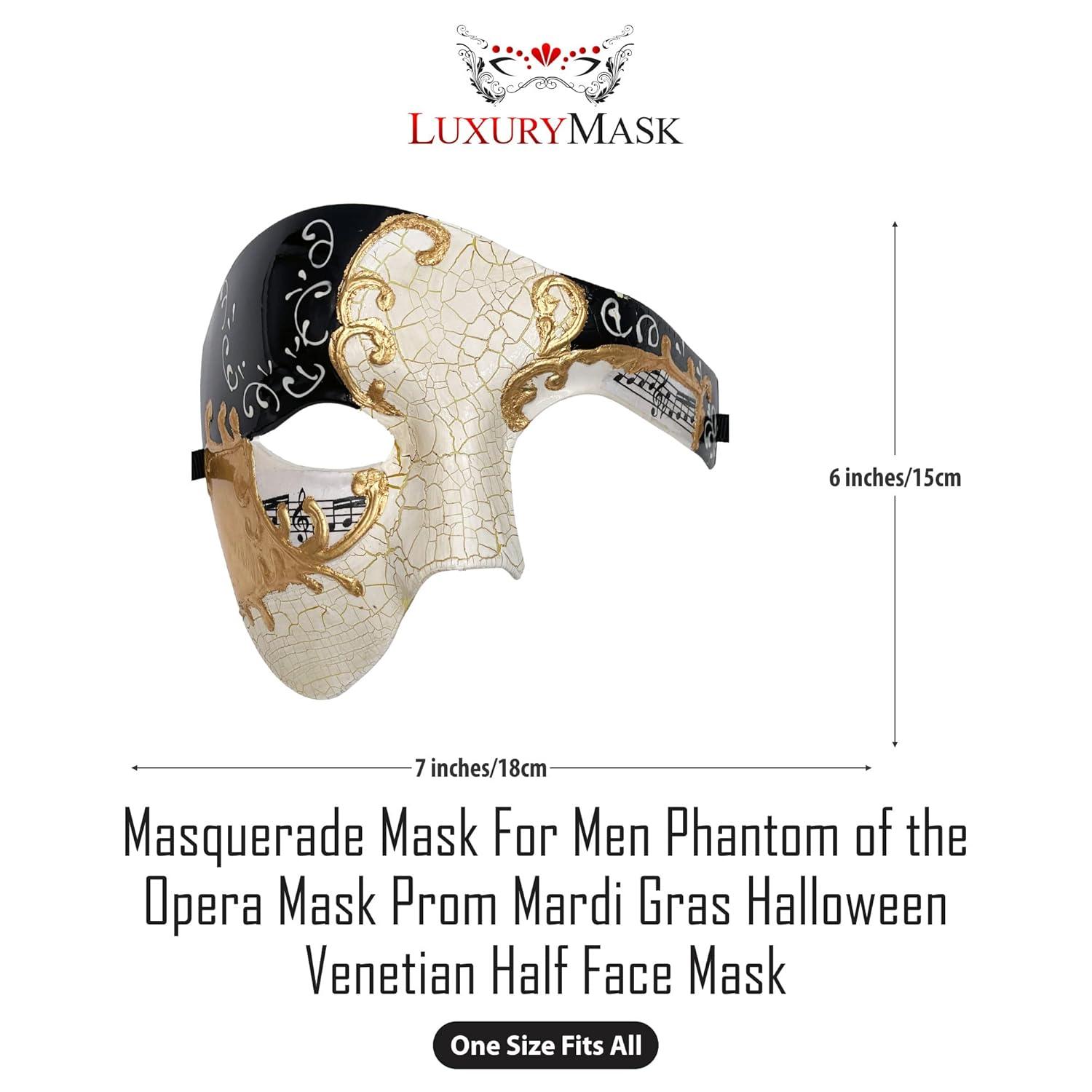Luxury Mask Vintage Phantom of the Opera Mask ? Venetian Half Face Mask ? Costume Party, Masquerade Ball Carnival Mardi Gras